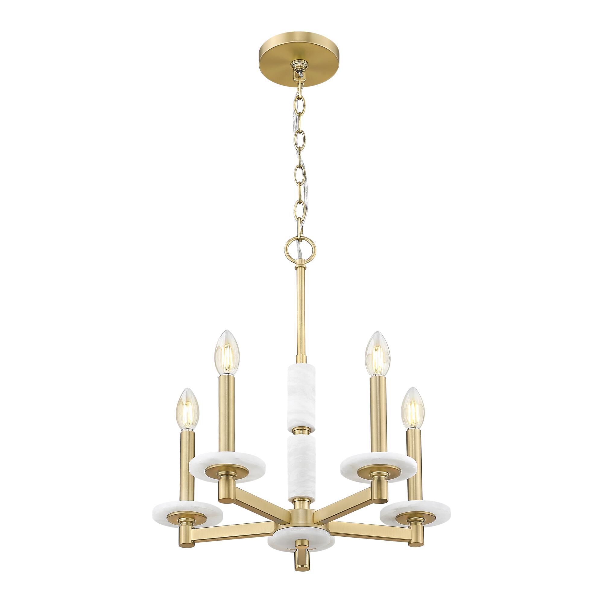 Shown in Modern Gold finish and Alabaster glass and Alabaster shade
