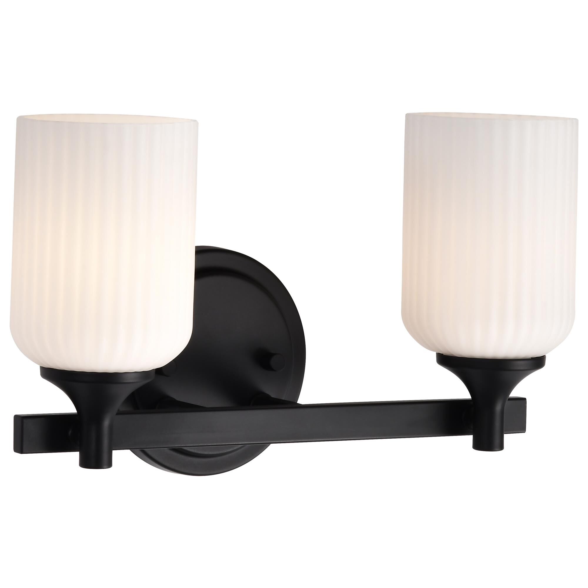 Shown in Matte Black finish and Frosted Ribbed glass