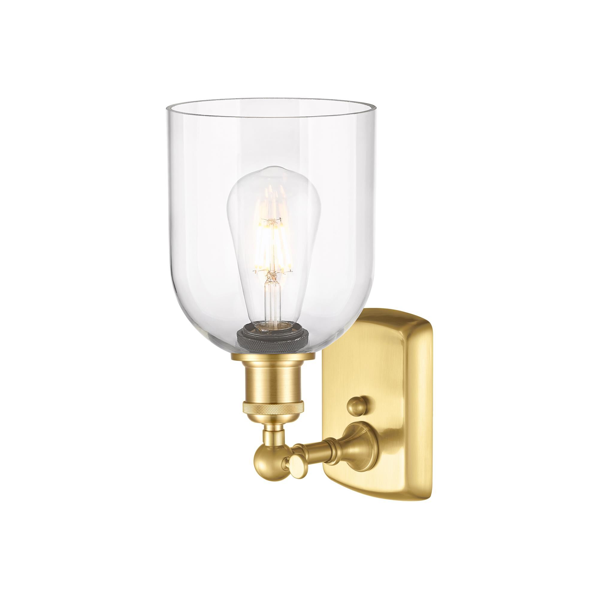 Shown in Satin Gold finish and Clear glass