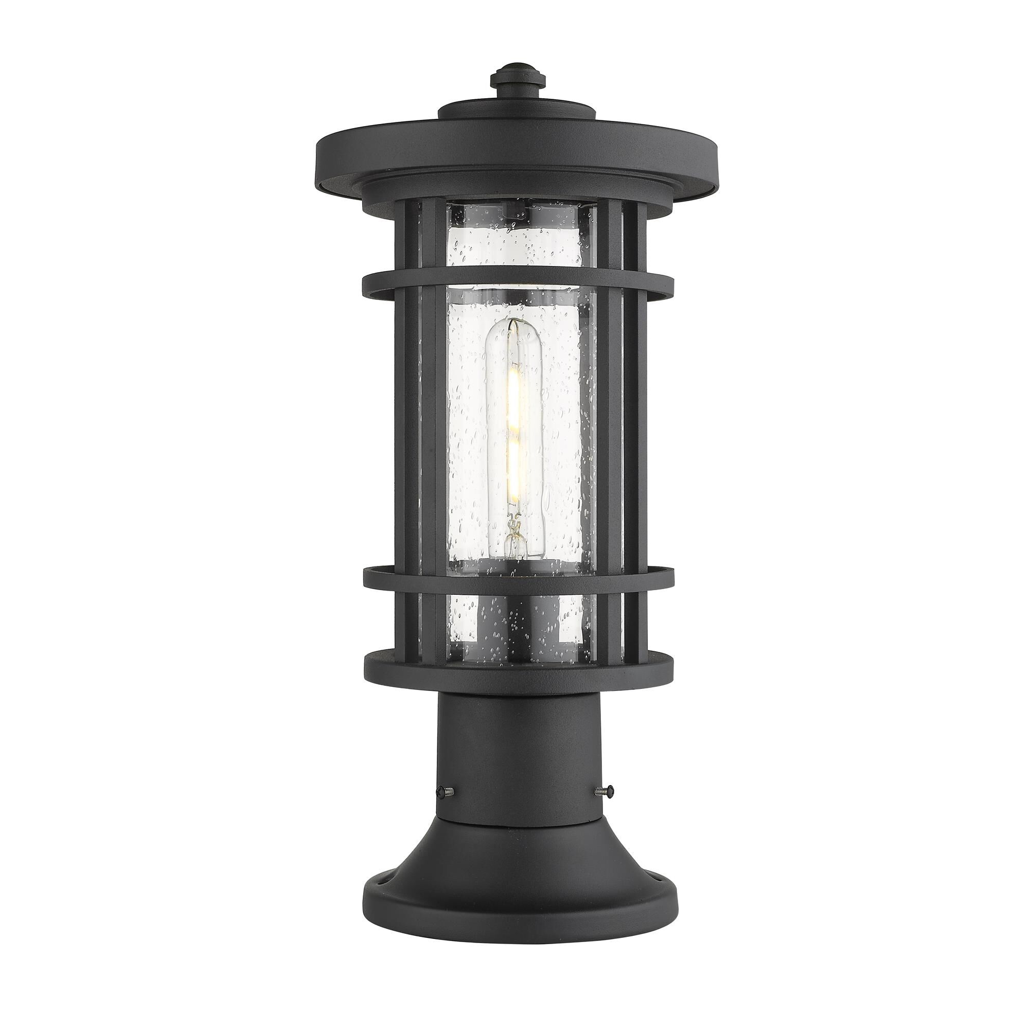 Shown in Black finish and Glass shade