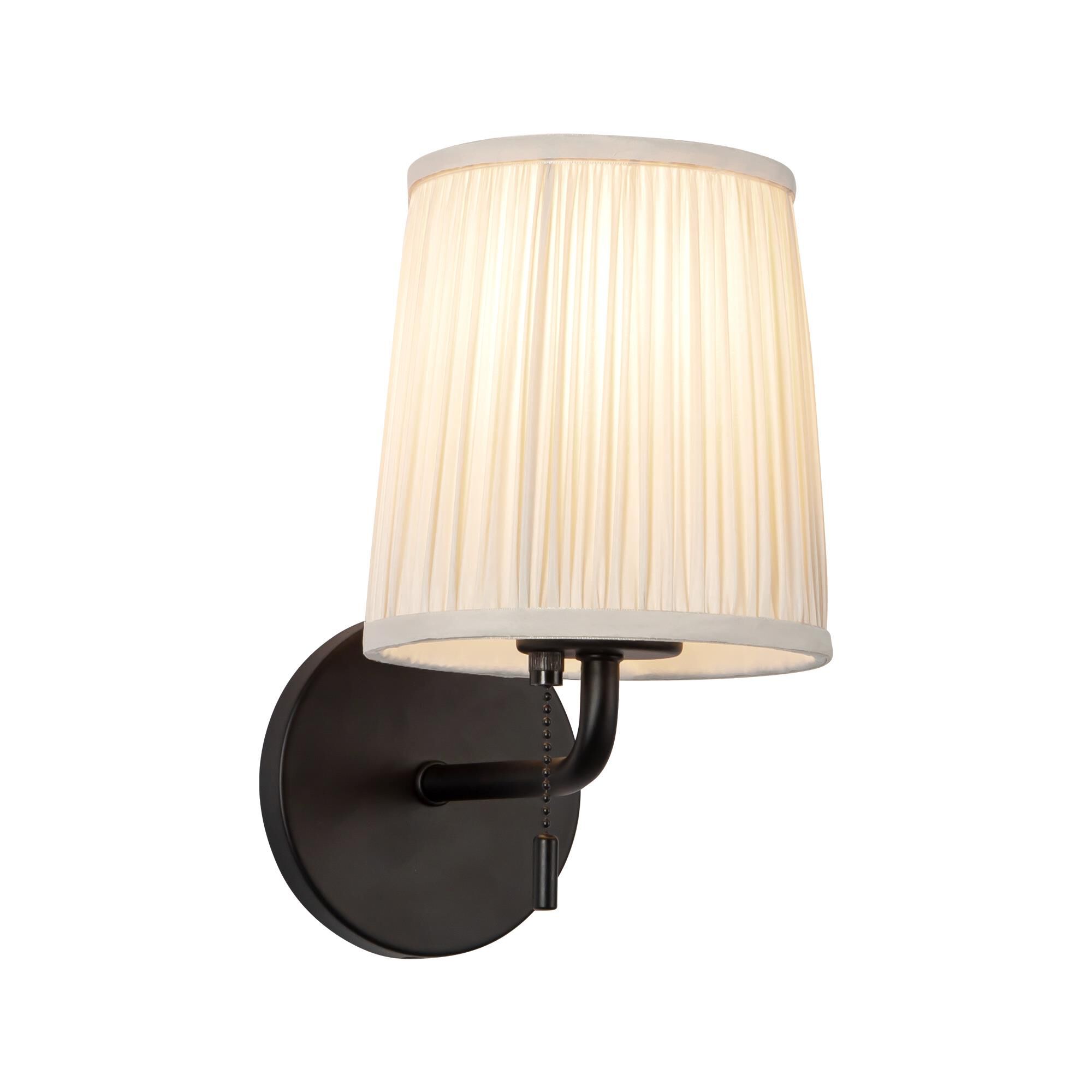 Shown in Matte Black finish and White Linen shade