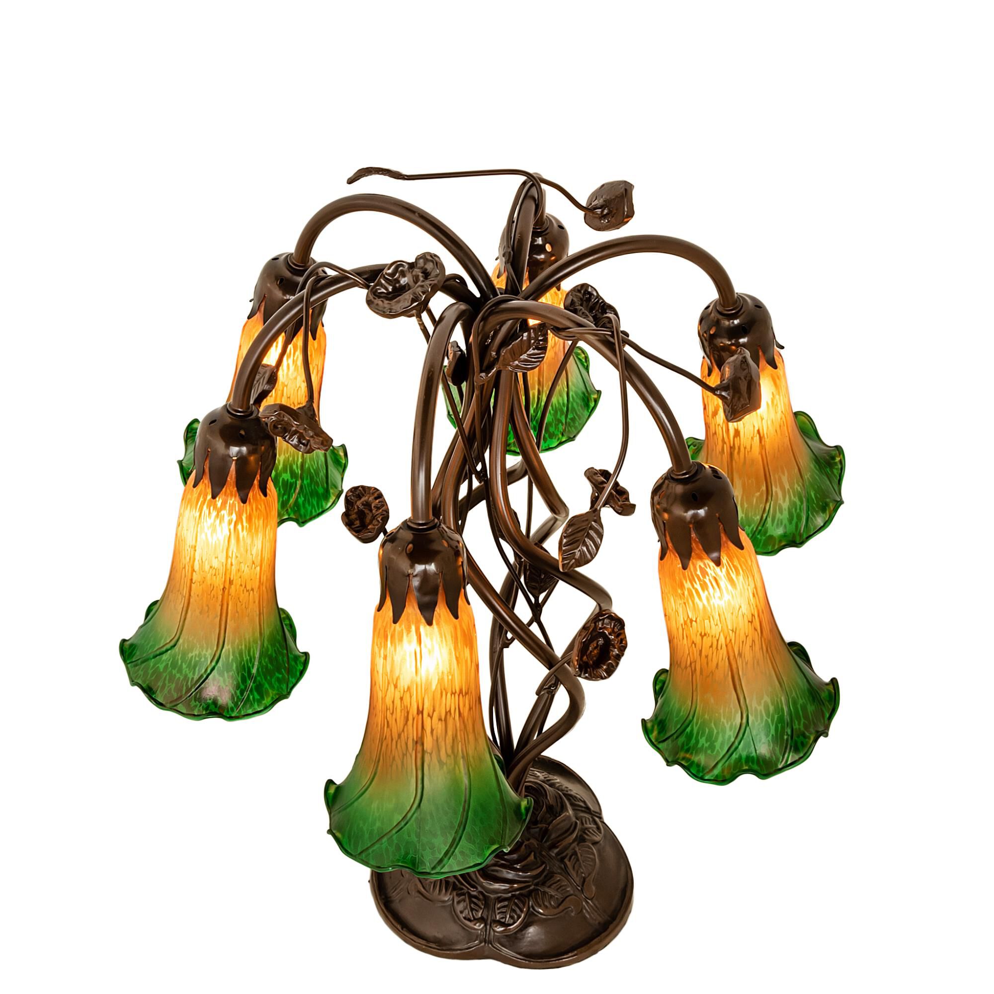 Shown in Mahogany Bronze finish and Amber /Acrylic;Green glass