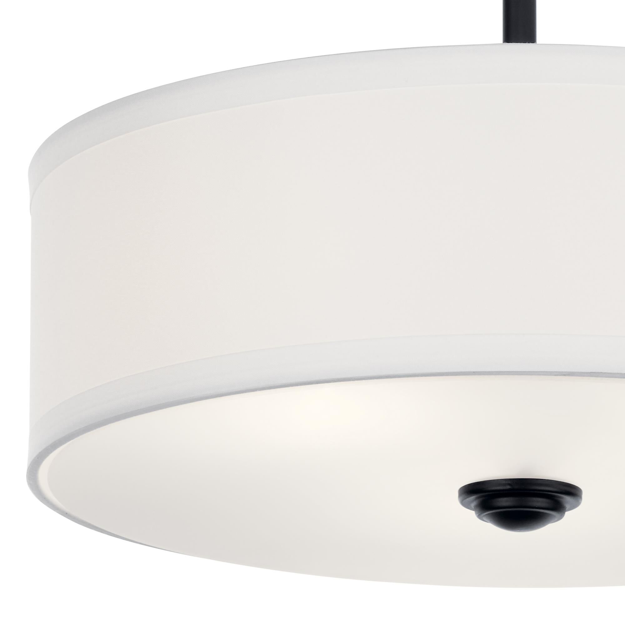 Shown in Black finish and Satin Etched glass and White Micro-Fiber shade
