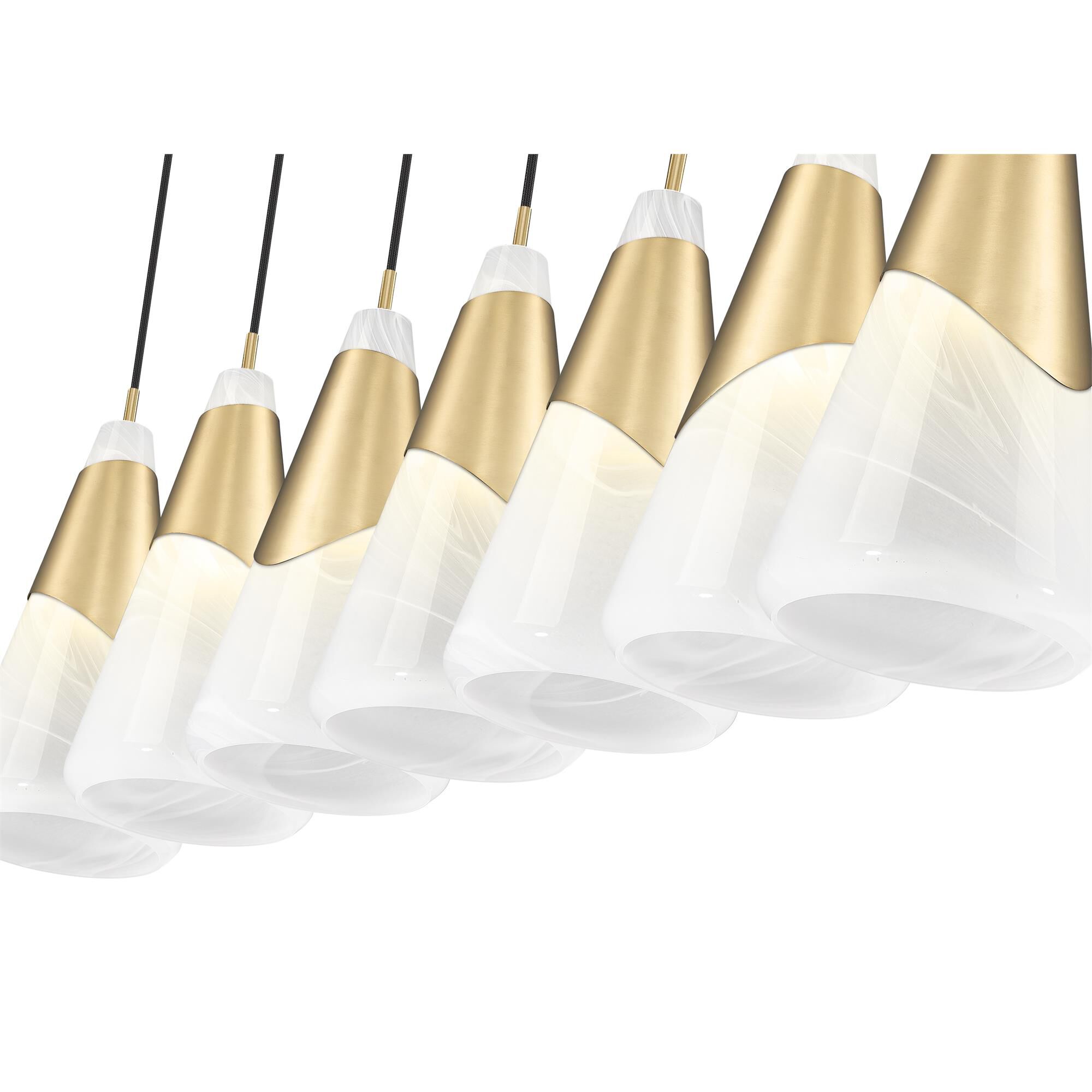 Shown in Modern Gold finish and White Swirl glass and White Swirl shade