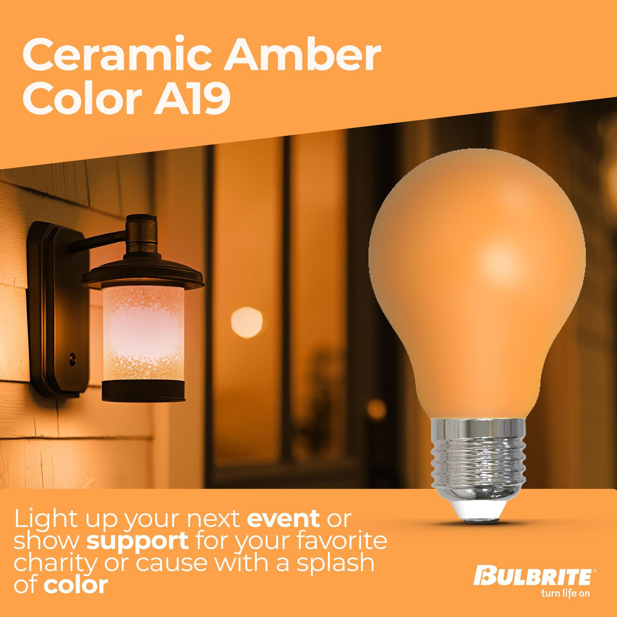 Ceramic Amber A19 Base E26 LED Light Bulb,