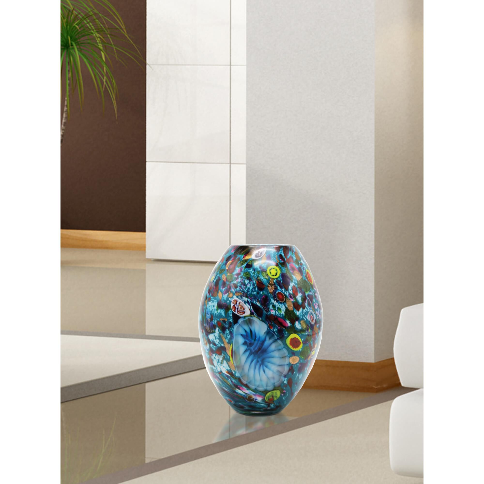 Shown in Handblown Multicolored Glass finish