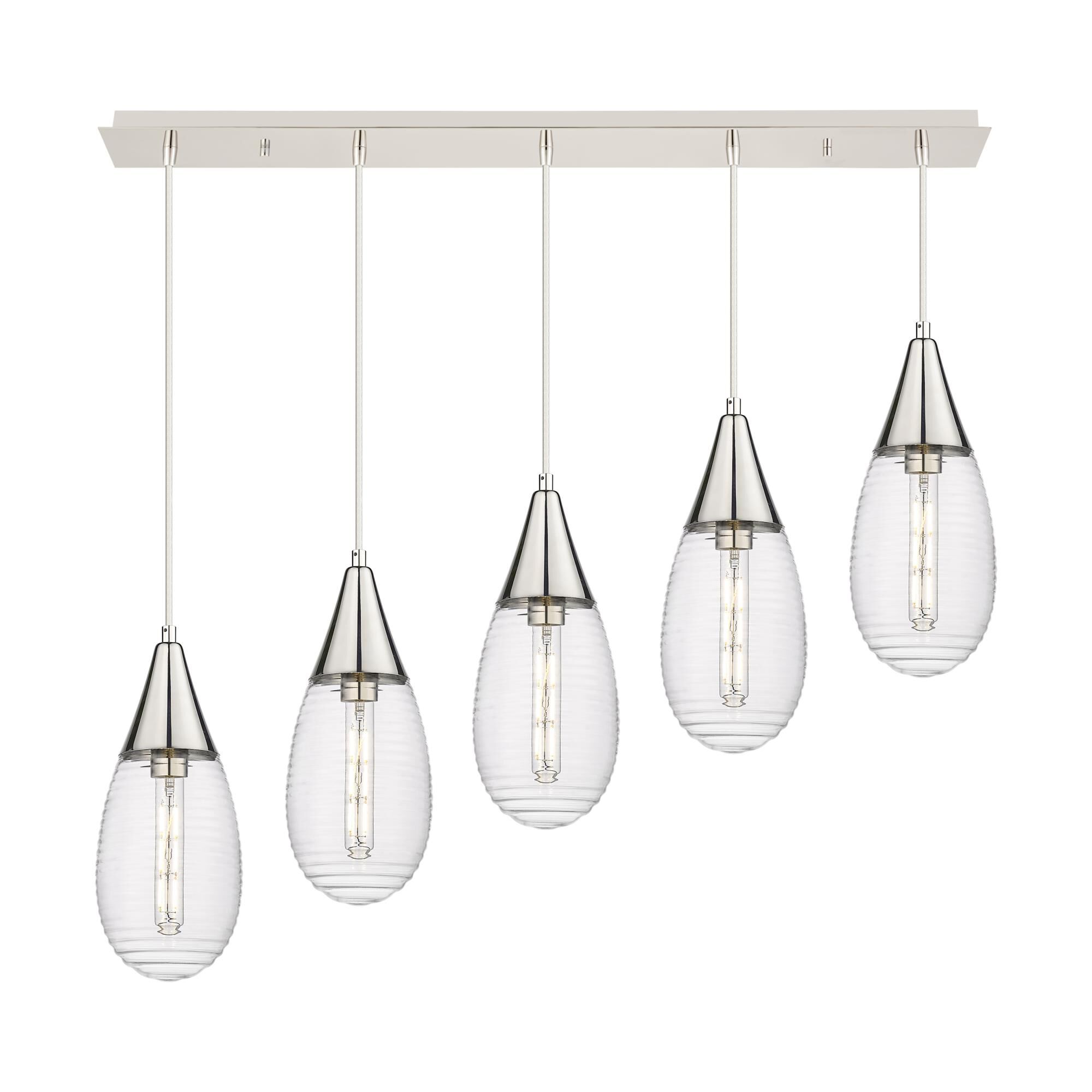 Shown in Polished Nickel finish and Clear glass