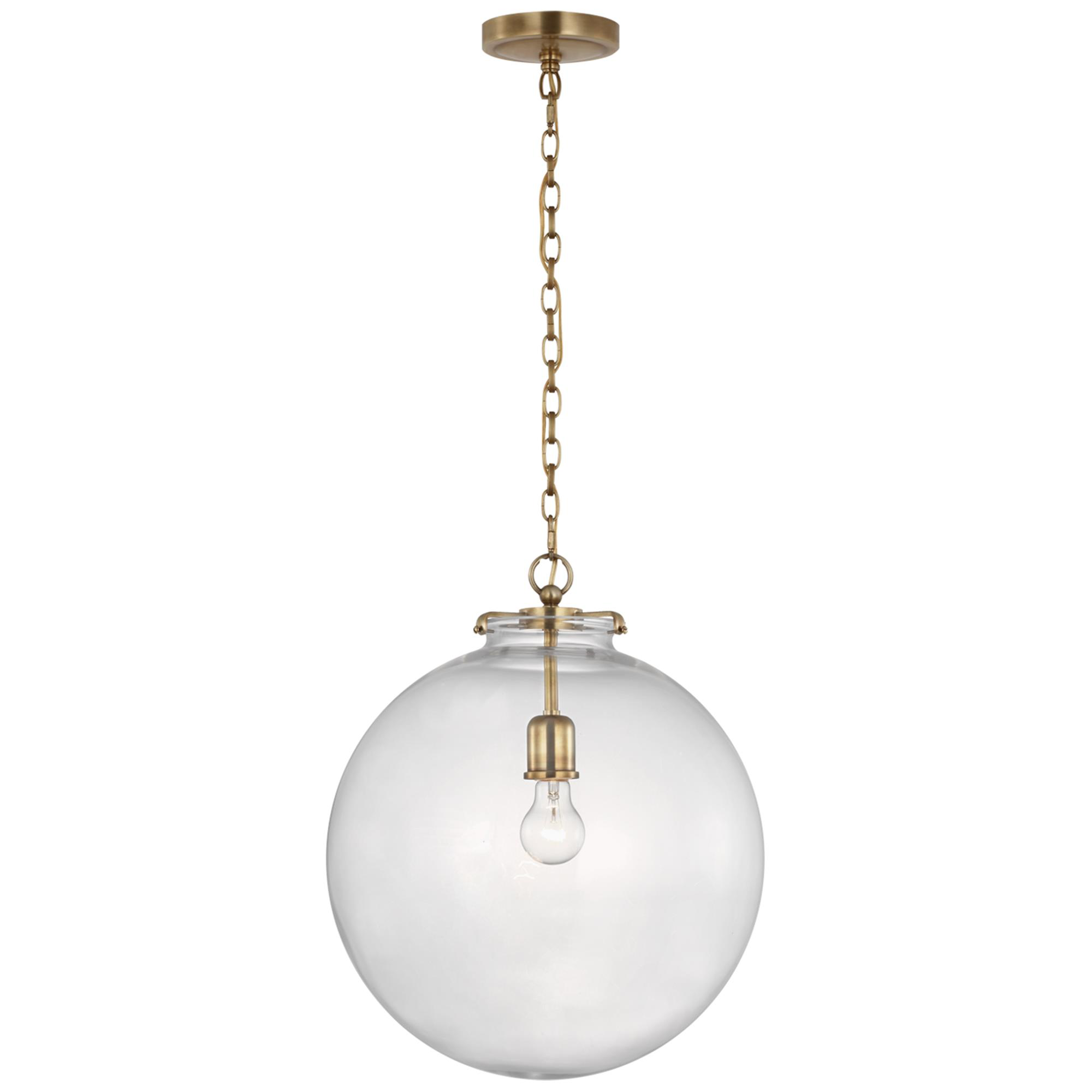 Shown in Hand-Rubbed Antique Brass finish and Clear glass