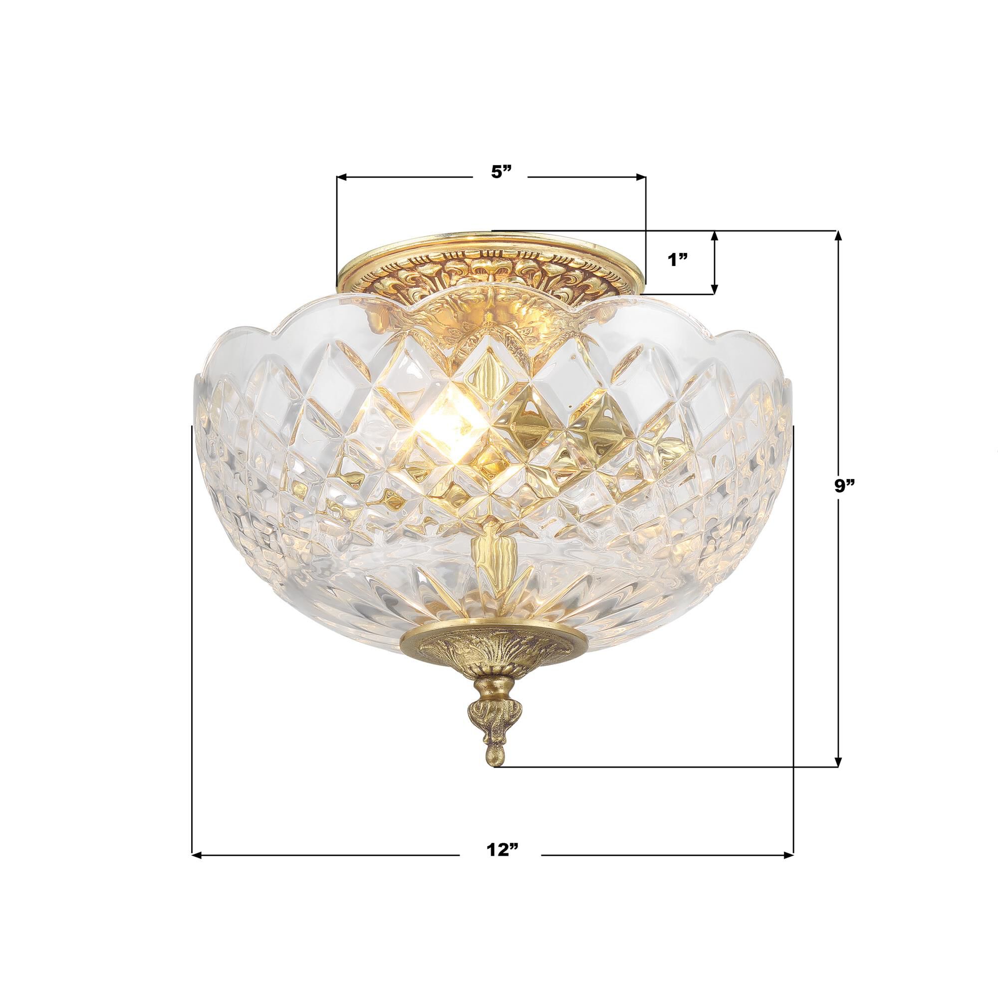 Shown in Olde Brass finish and Lead Crystal glass and Lead Crystal shade