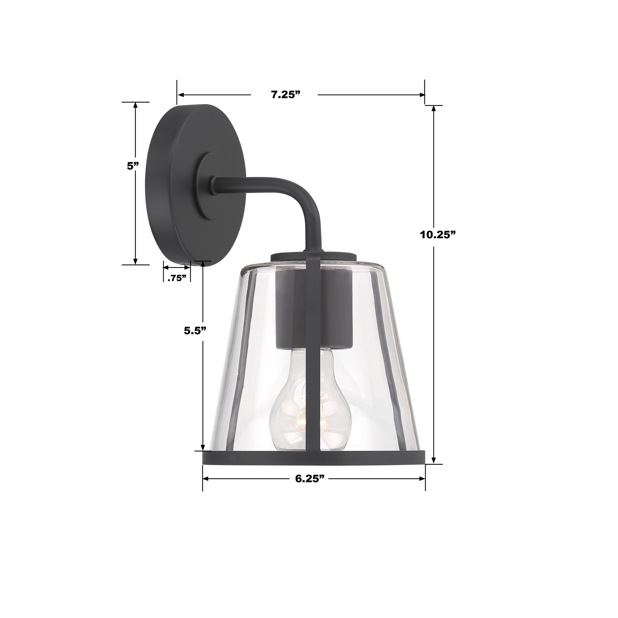 Shown in Black finish and Clear glass and Clear Glass shade