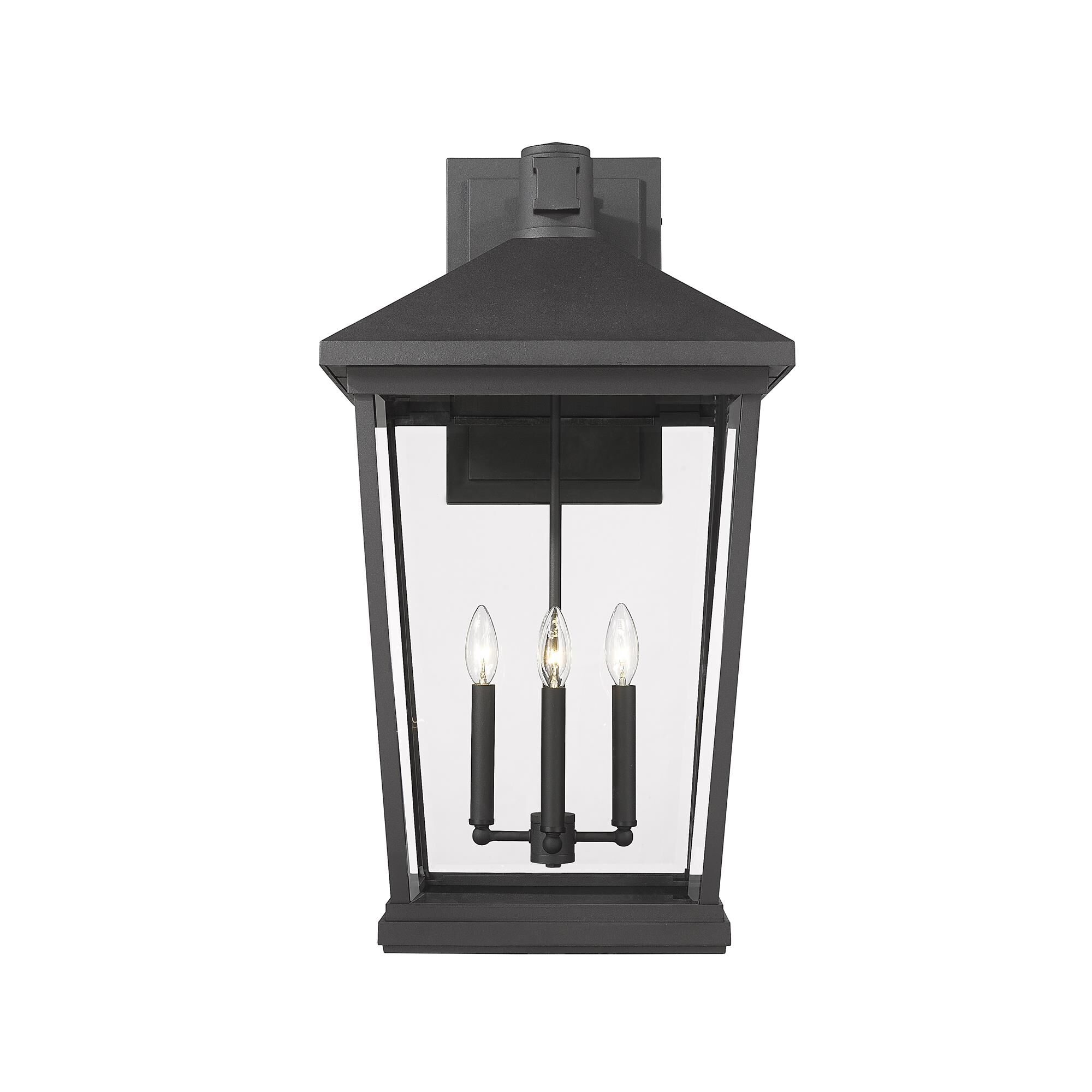 Shown in Black finish and Glass shade