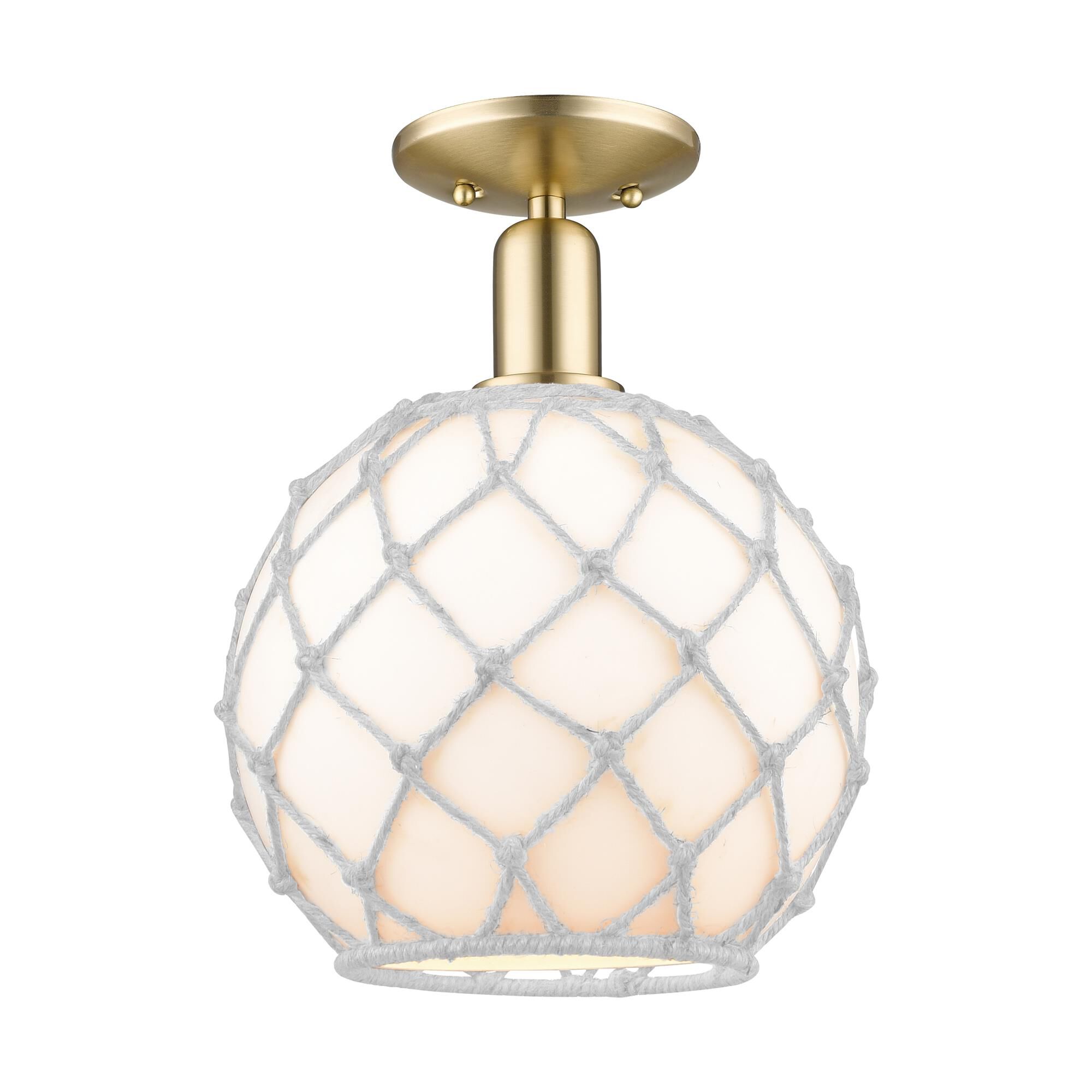 Shown in Champagne Bronze finish and White with White Rope glass
