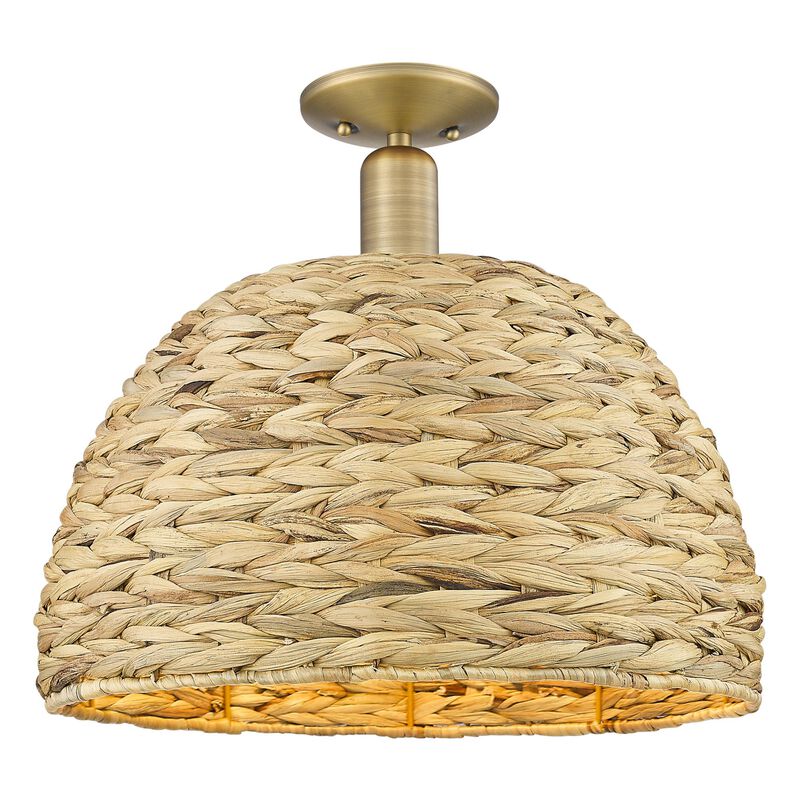 Bruno Marashlian Woven Rattan 16 Inch Semi Flush Mount by Innovations Lighting