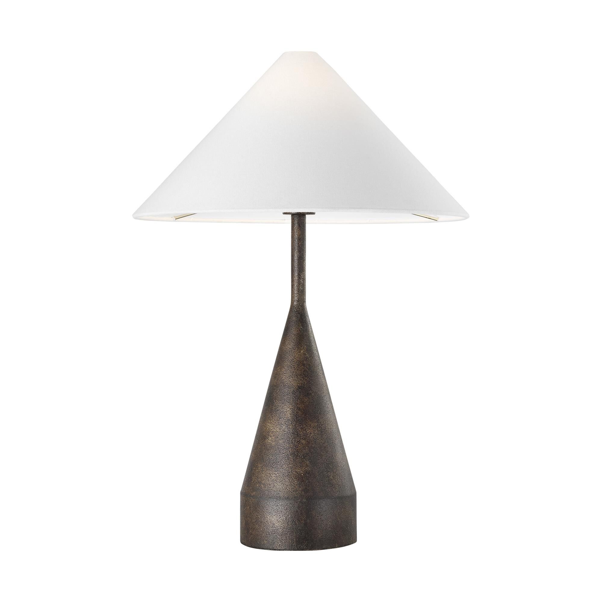 Shown in Rustic Bronze finish and White Linen shade