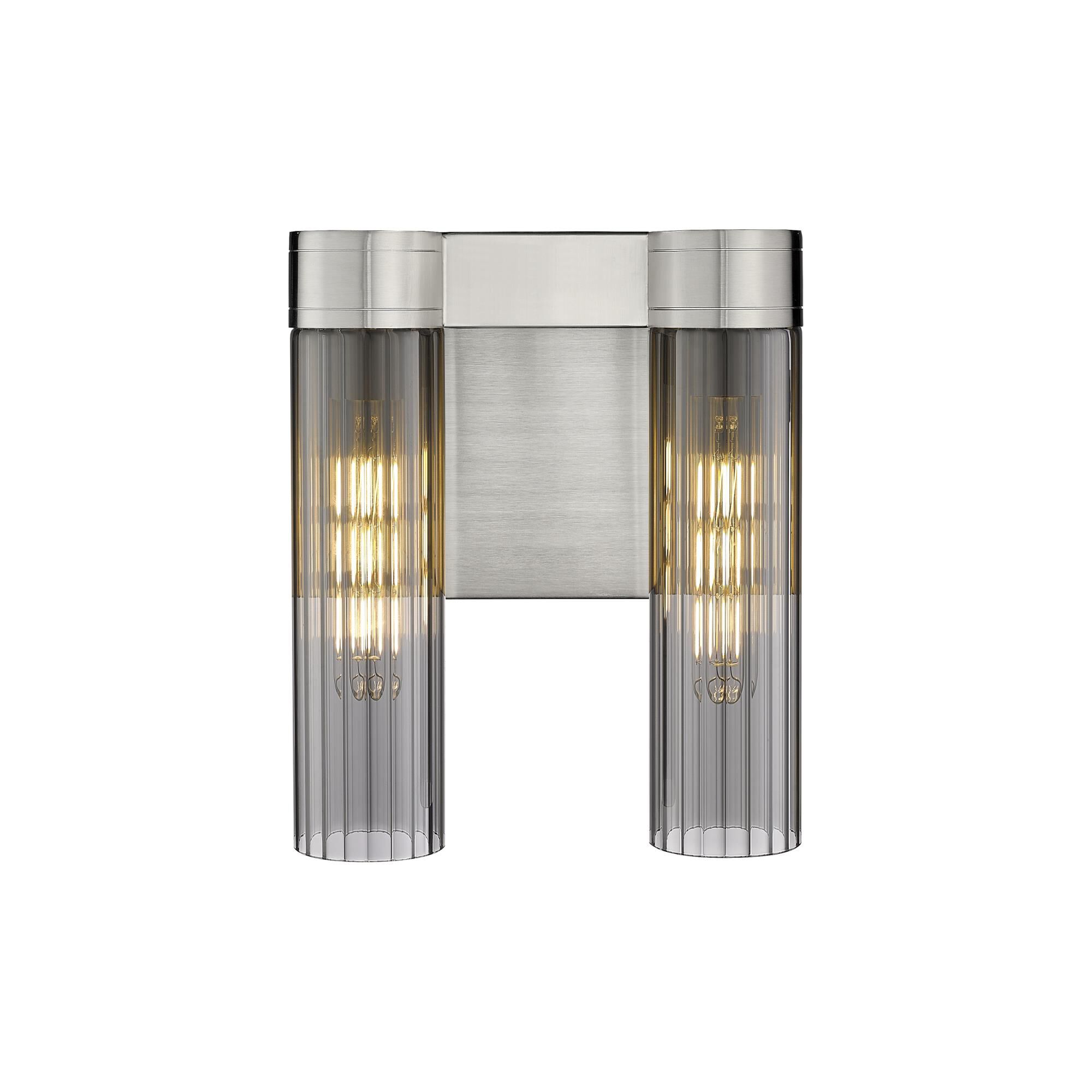 Shown in Satin Nickel finish and Plated Smoke glass