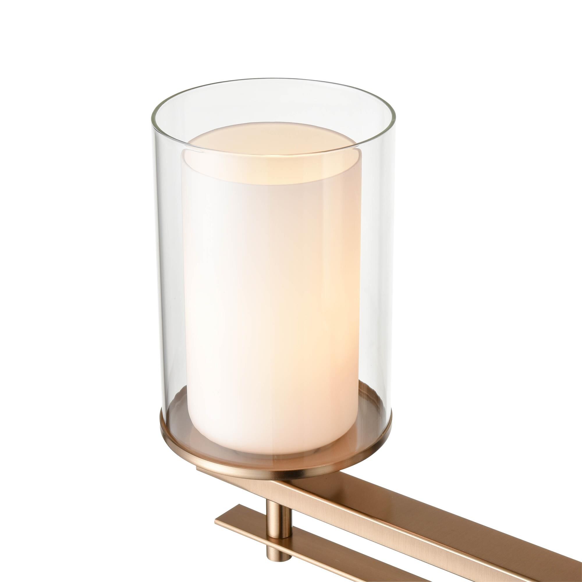 Shown in Modern Gold finish and Clear Outer - Etched White Inner glass