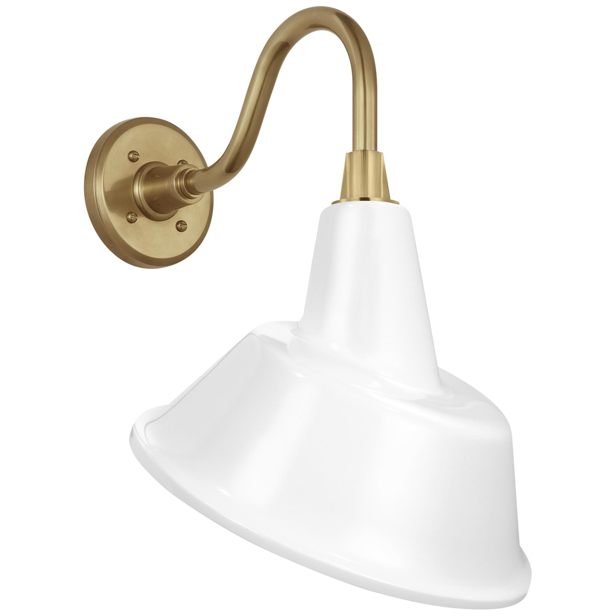 Shown in Hand-Rubbed Antique Brass finish and White Tilted Bowers shade