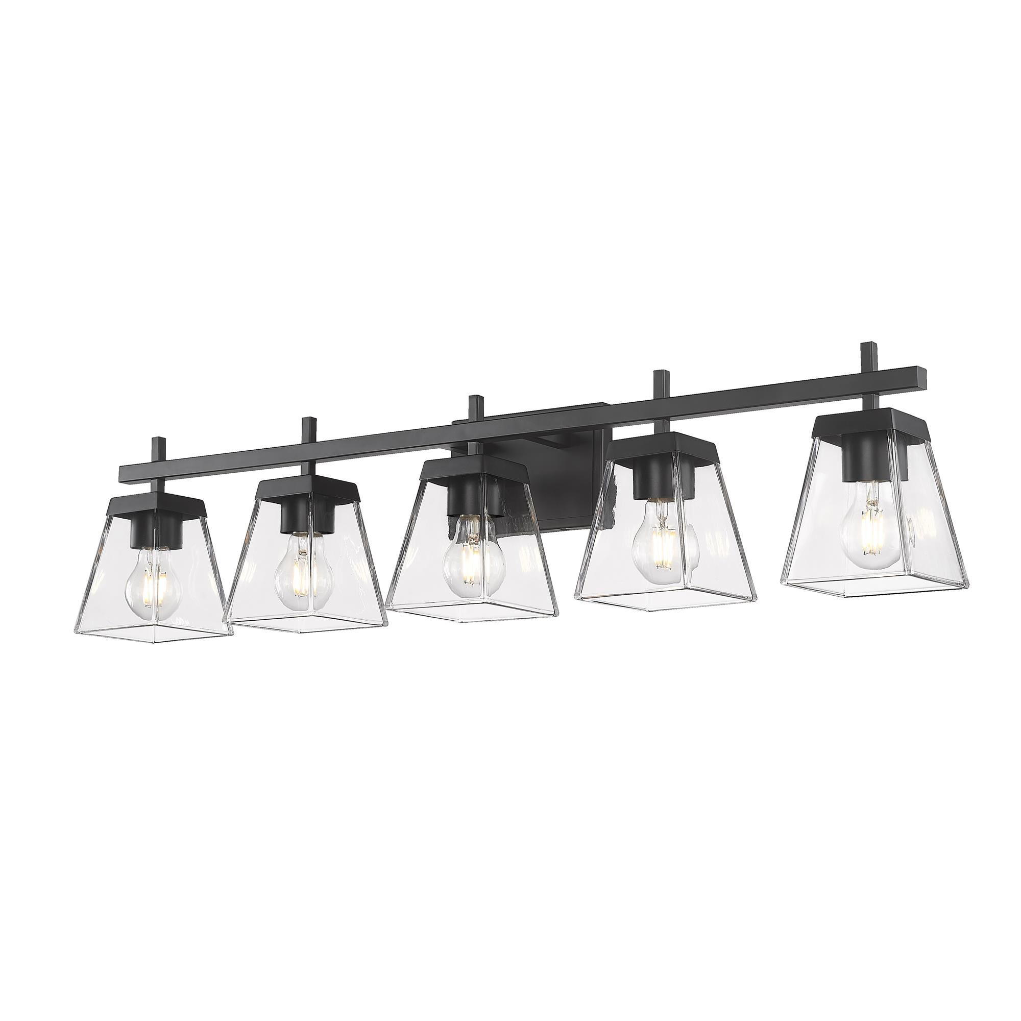 Shown in Matte Black finish and Clear glass