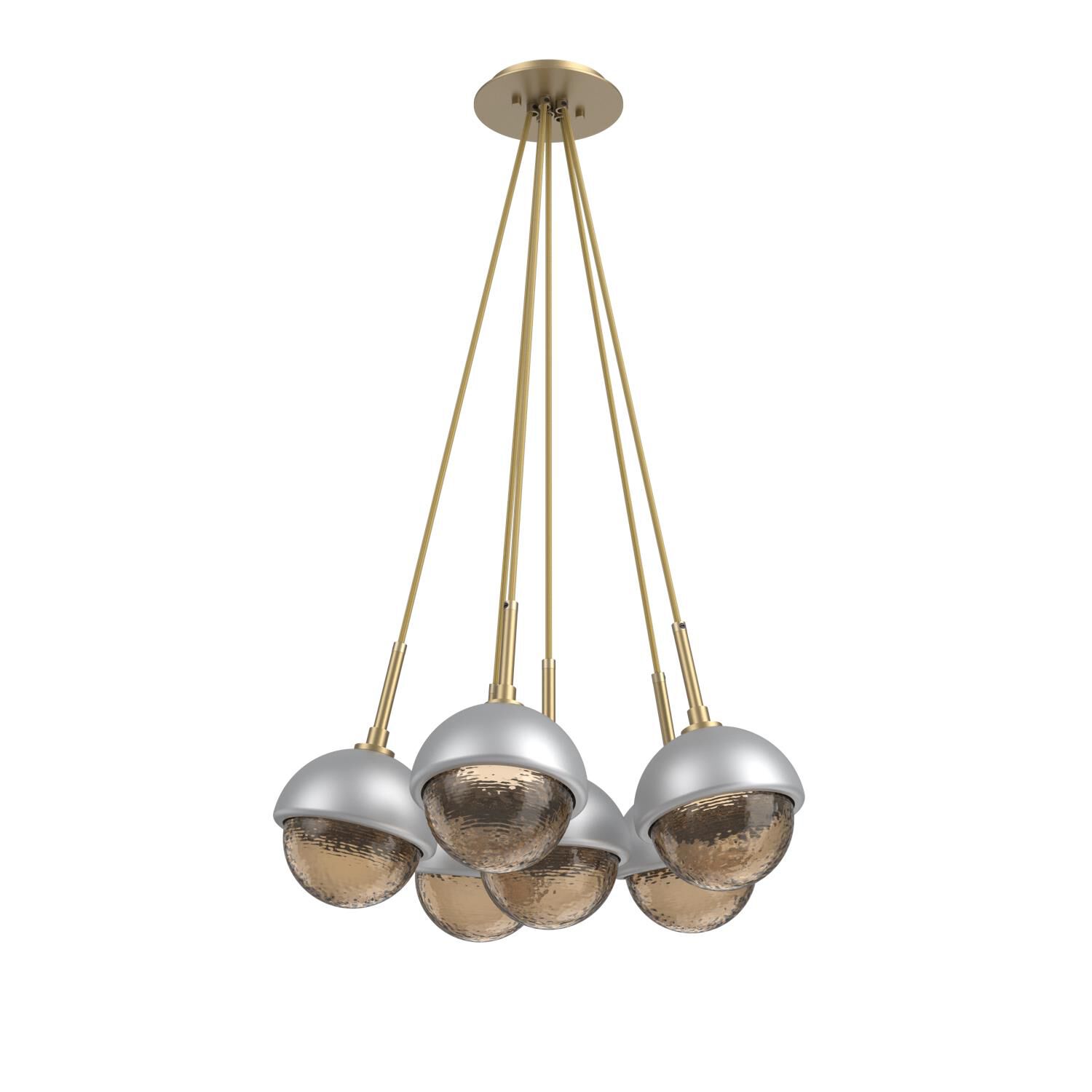 Shown in Gilded Brass finish and Bronze glass and Classic Silver accent