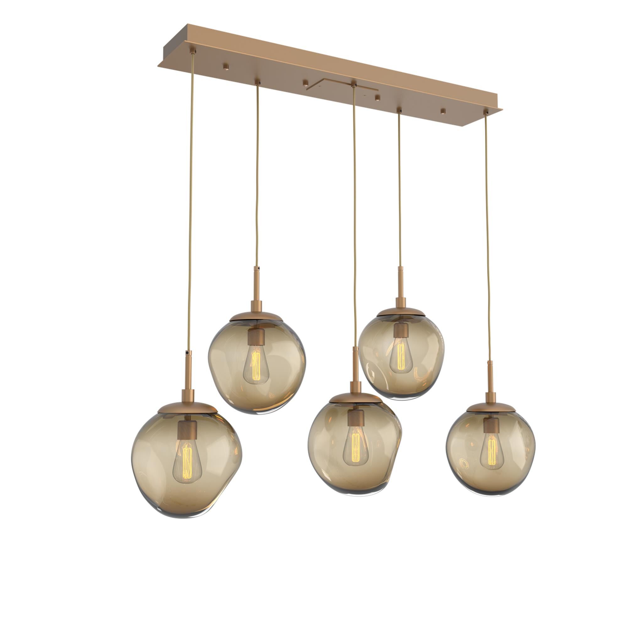 Shown in Novel Brass finish and Bronze Blown glass
