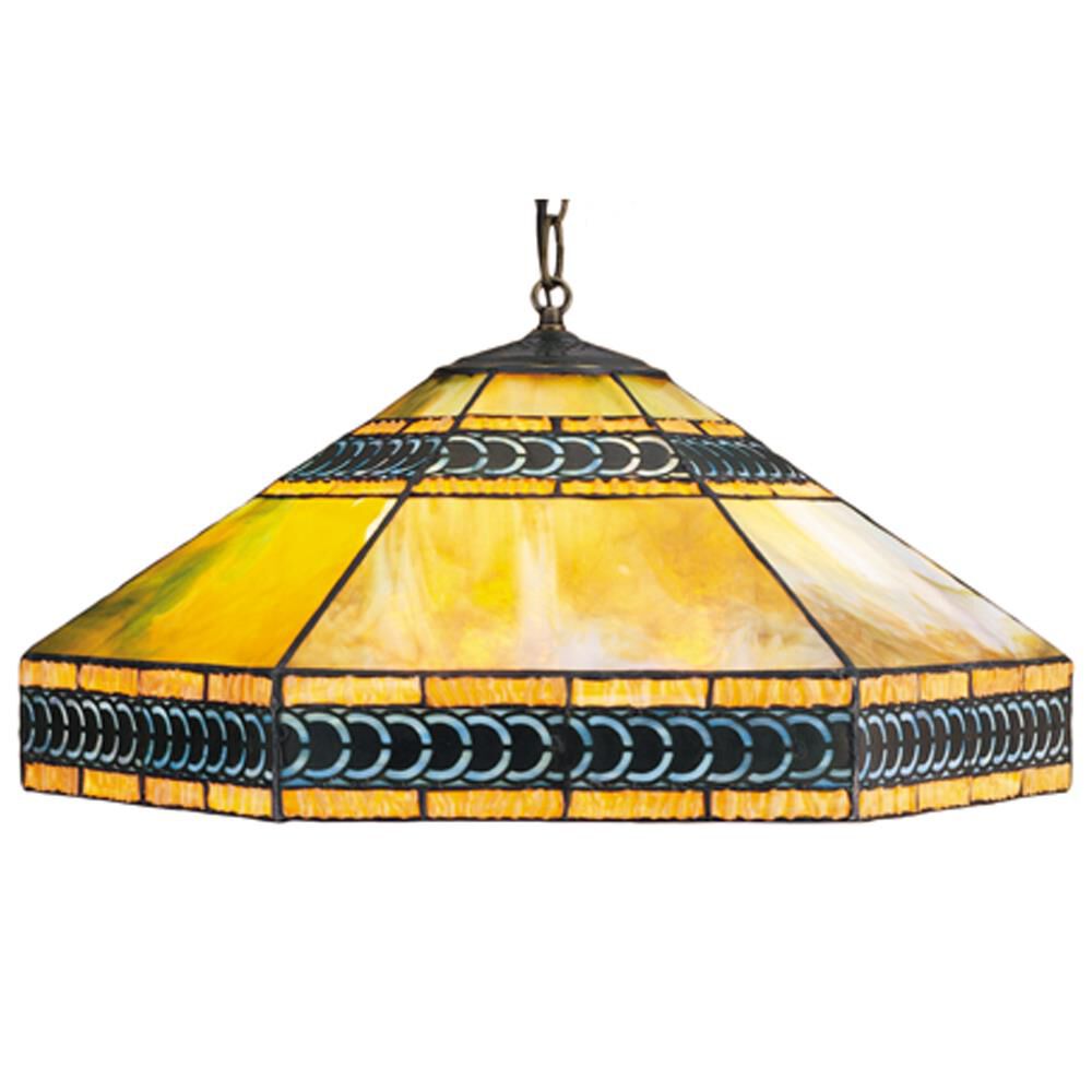 Shown in Mahogany Bronze finish and Sky Blue-Amber-Opal-Jade-Ruby-Cobalt glass