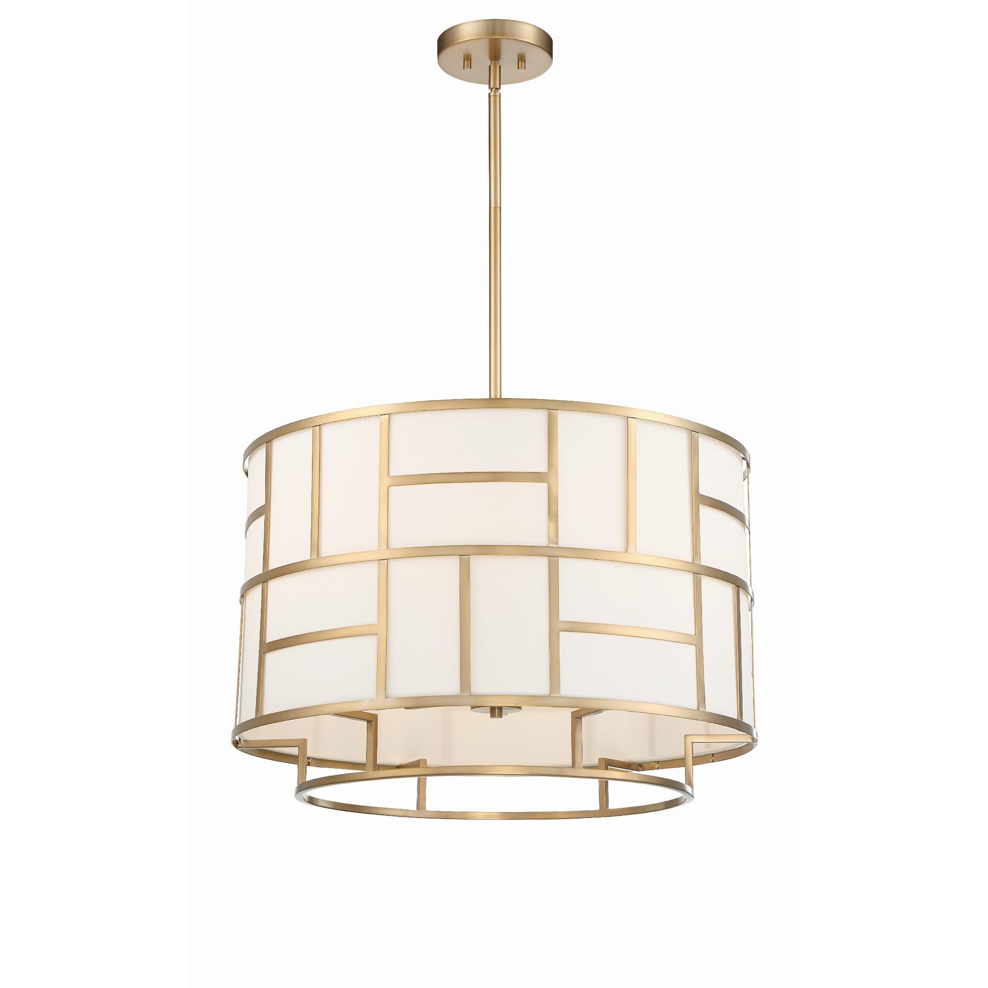 Shown in Vibrant Gold finish and White Textured Silk glass and White Textured Silk shade