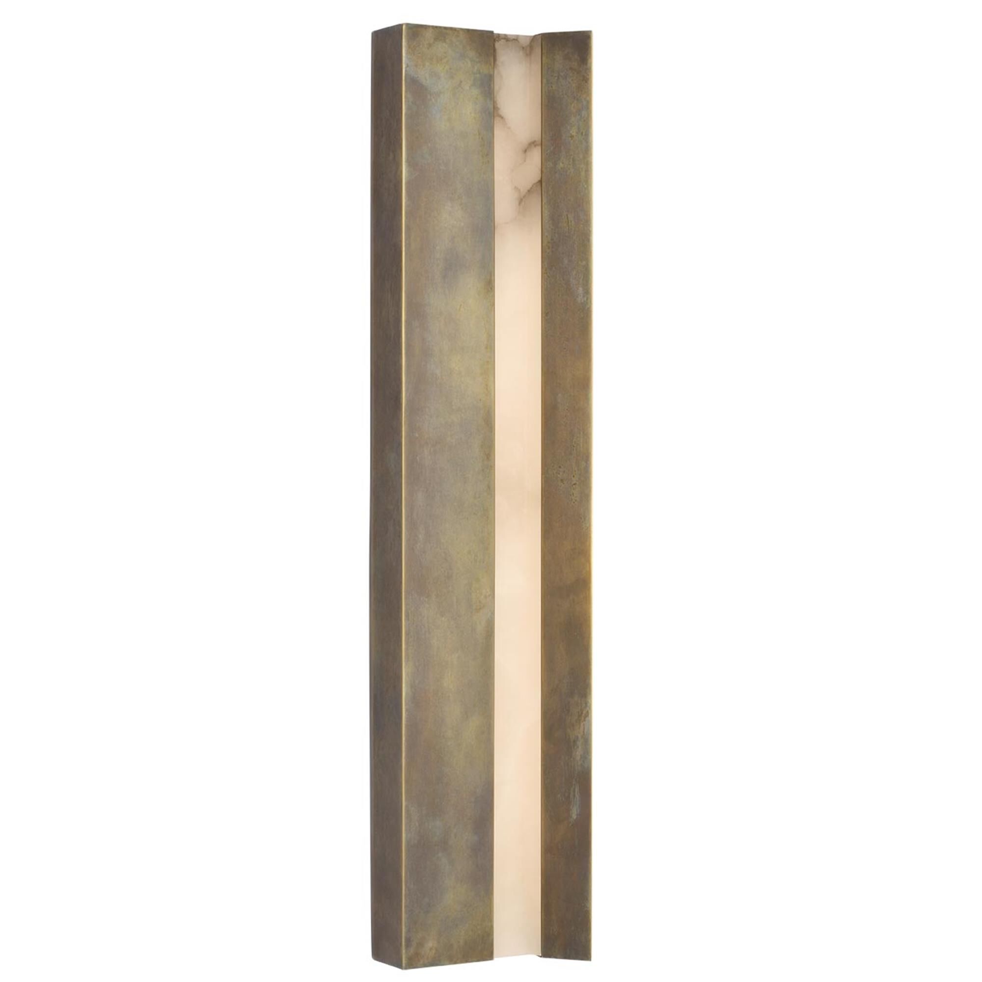 Shown in Mottled Brass finish and Alabaster shade