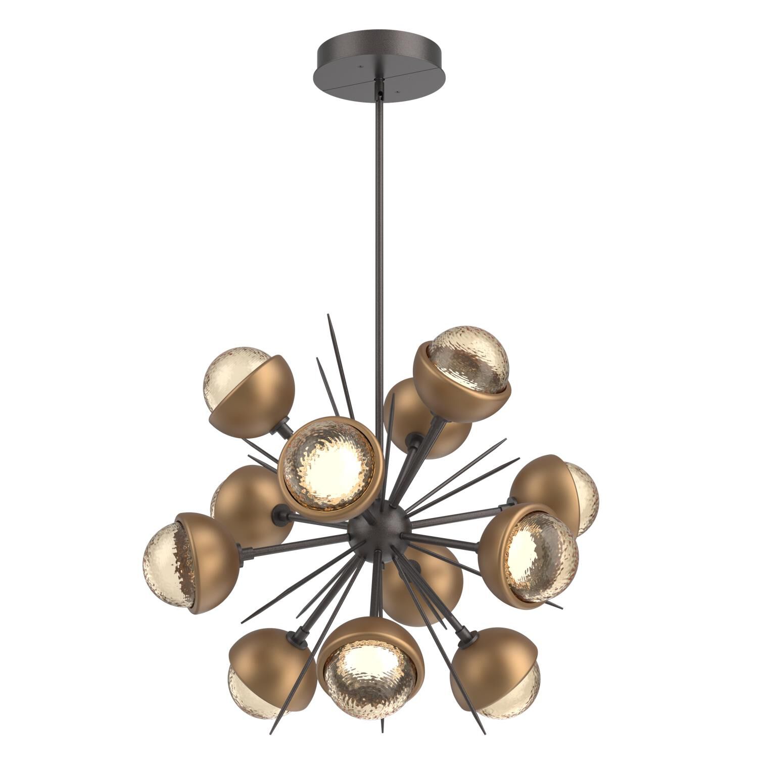 Shown in Graphite finish and Amber glass and Novel Brass accent