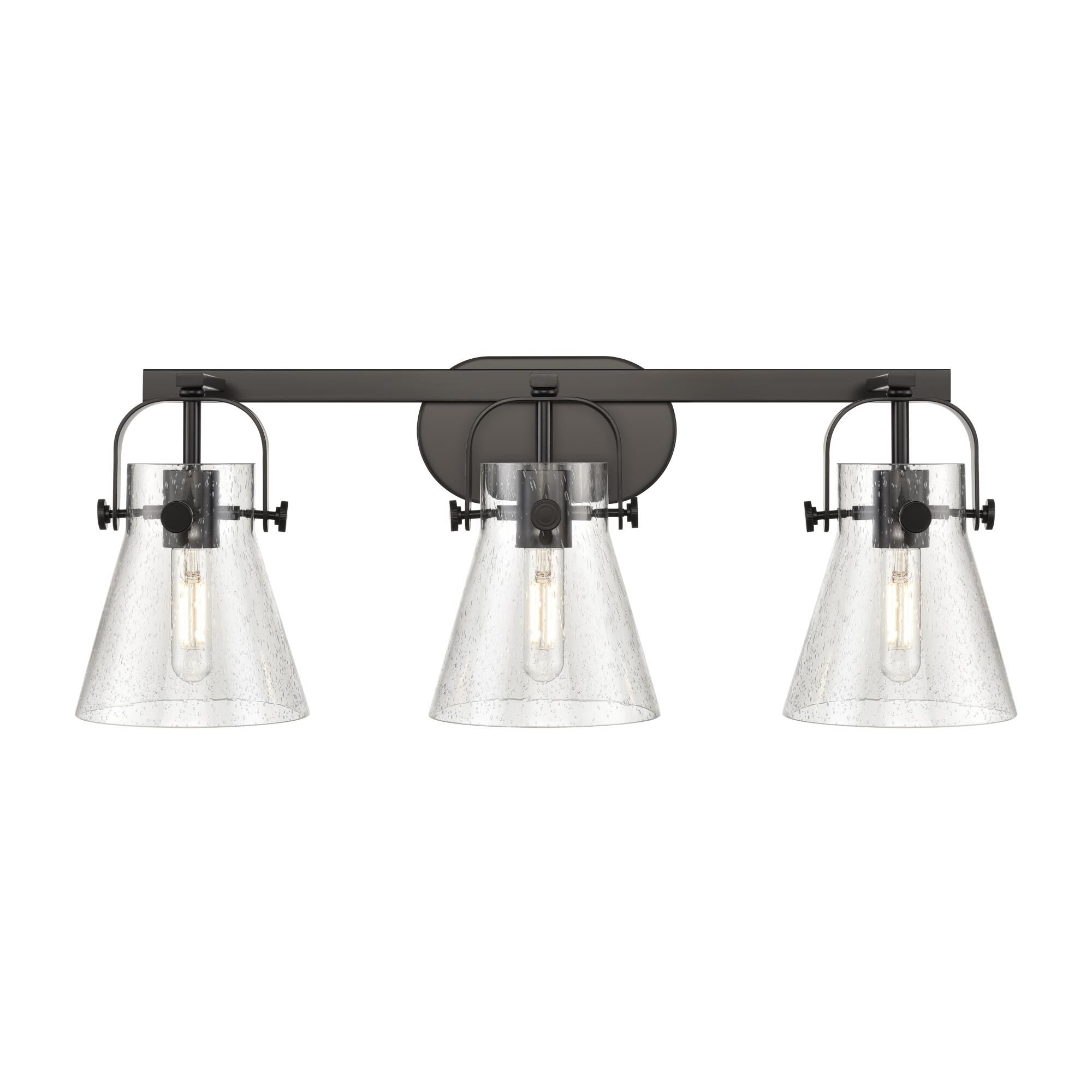 Shown in Matte Black finish and Seedy glass and Seedy Glass shade