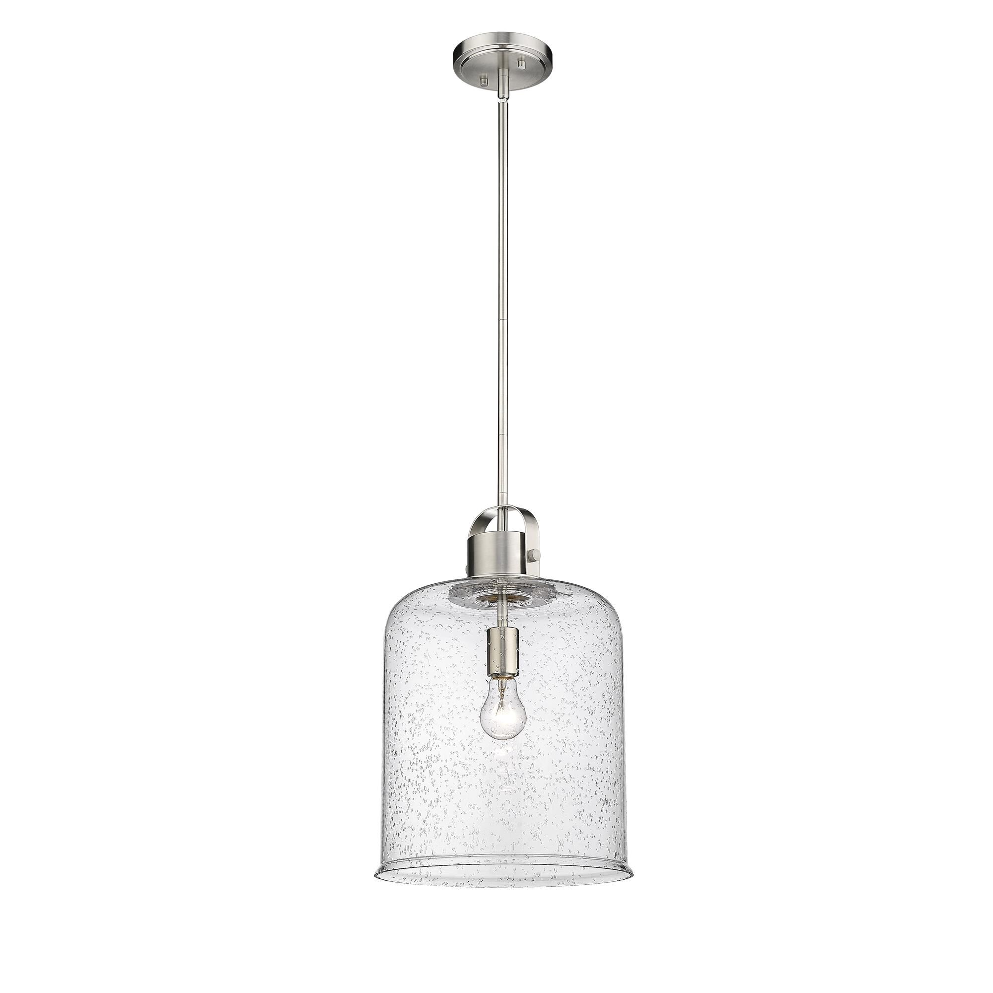 Shown in Brushed Nickel finish and Glass shade