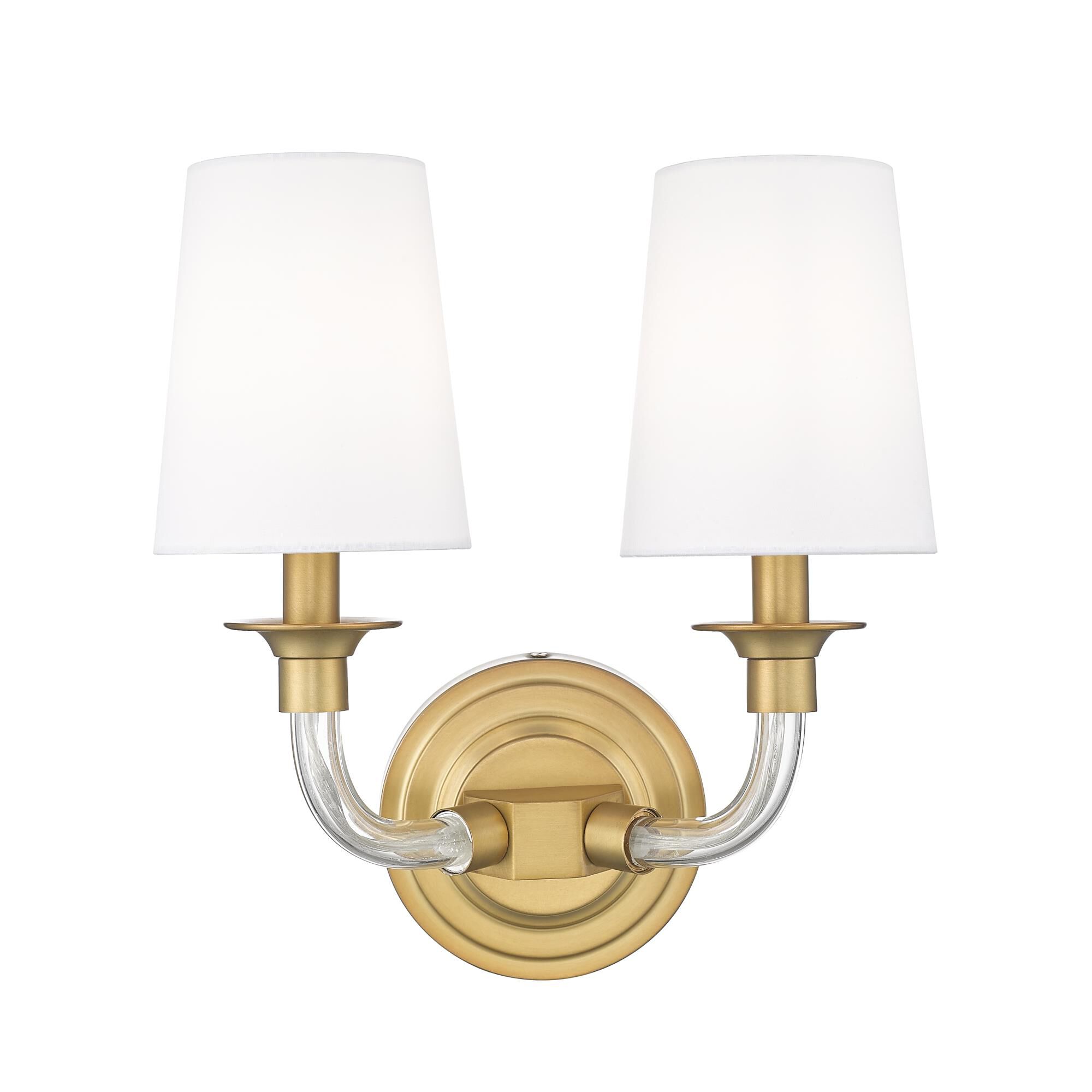 Shown in Rubbed Brass finish and White glass and White shade