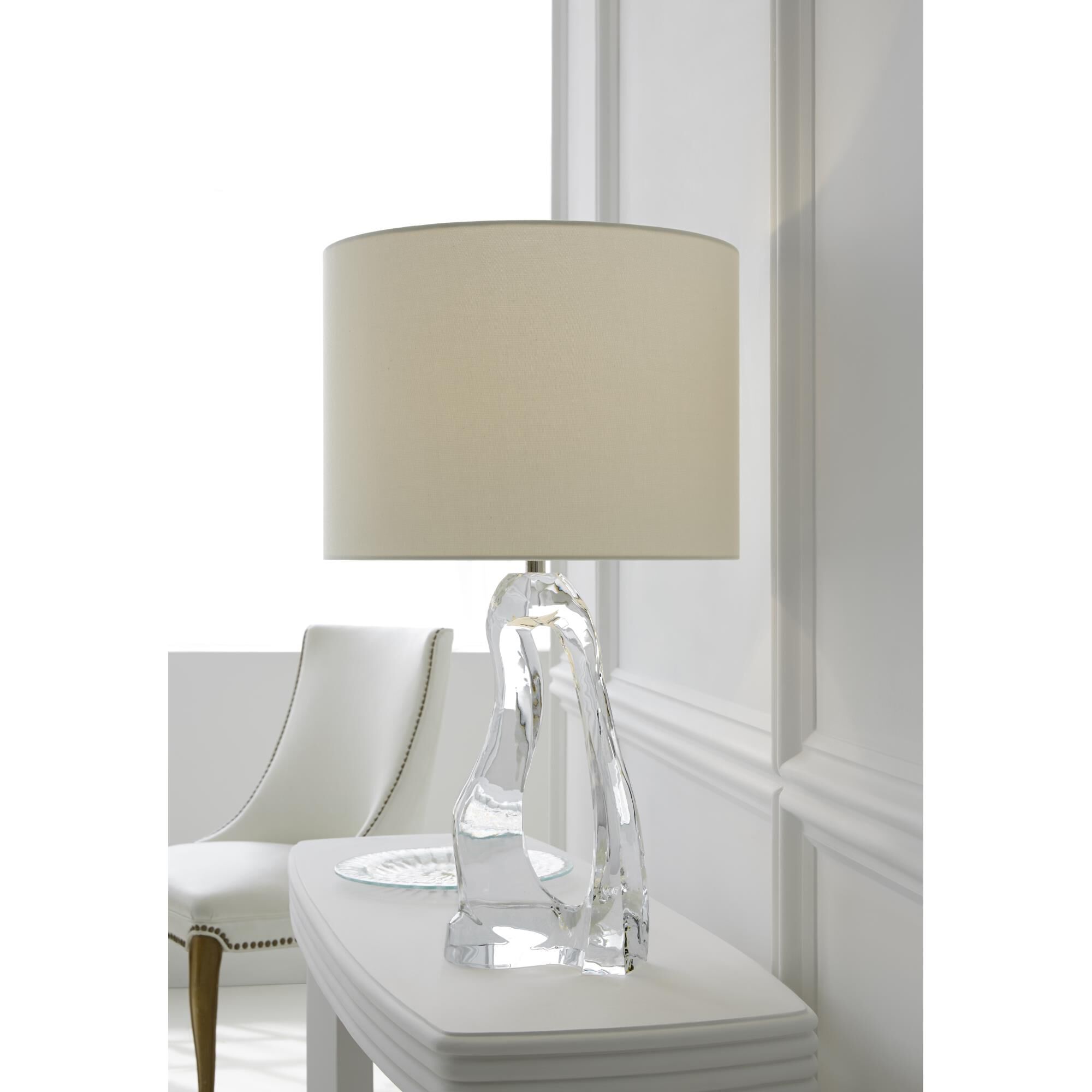 Shown in Clear Glass finish and Linen shade