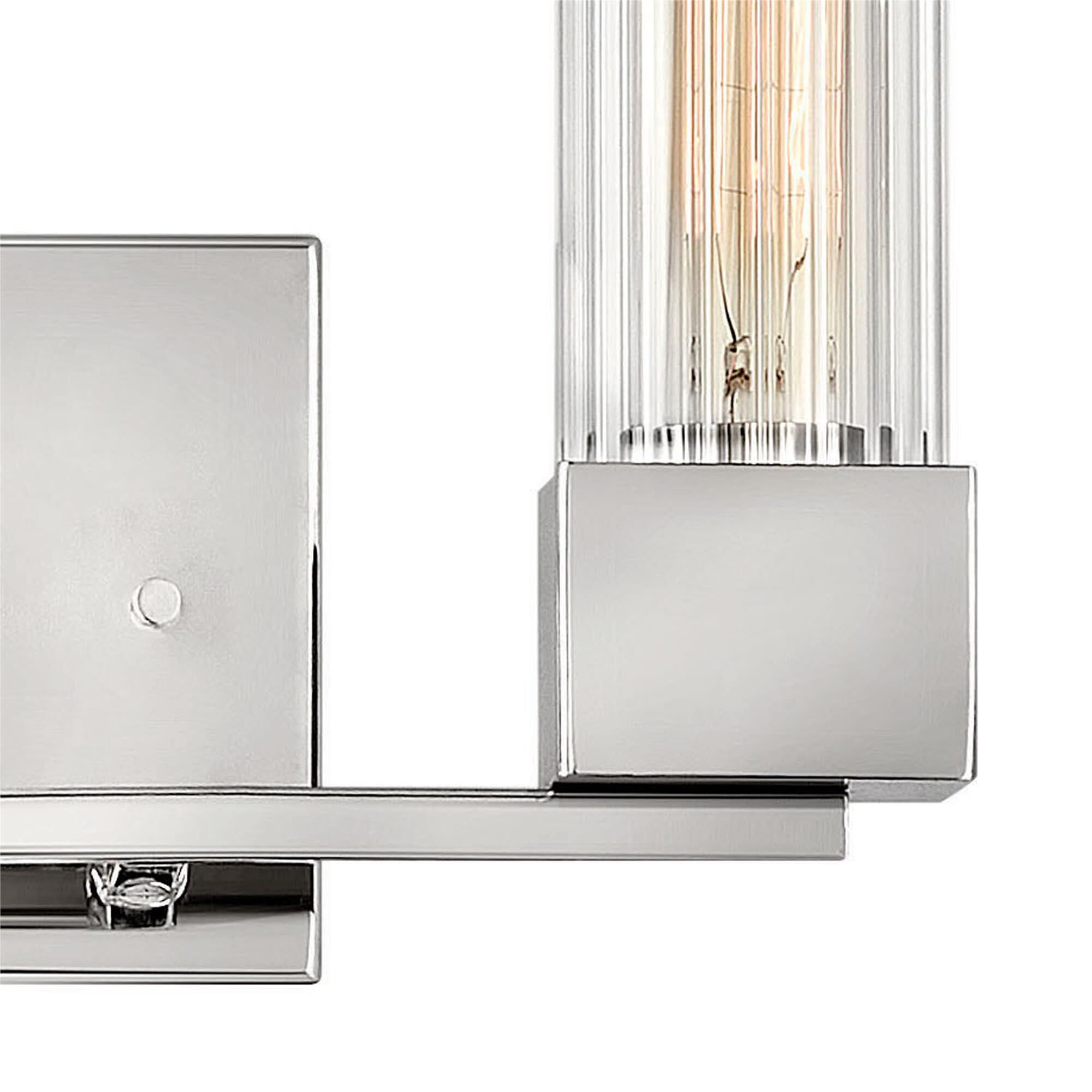 Shown in Polished Nickel finish and Ribbed Clear glass