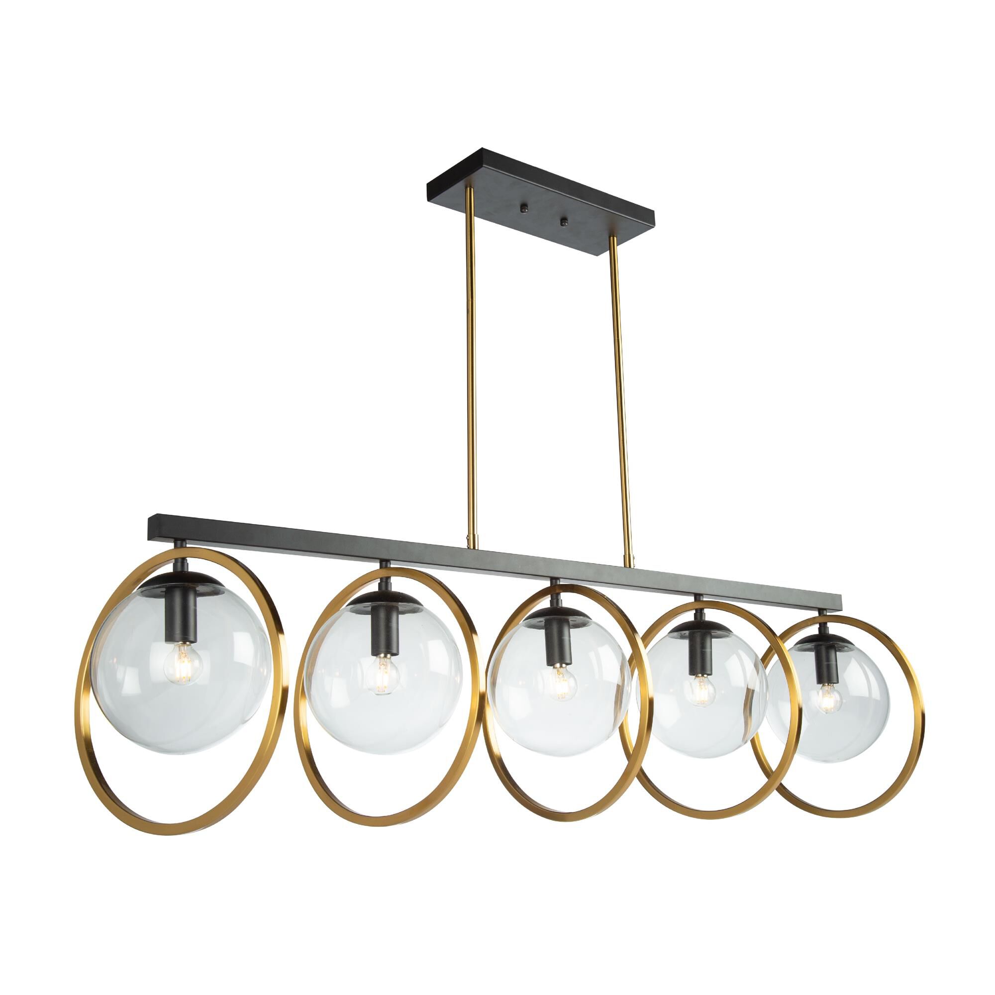 Shown in Black & Vintage Brass finish and Glass shade