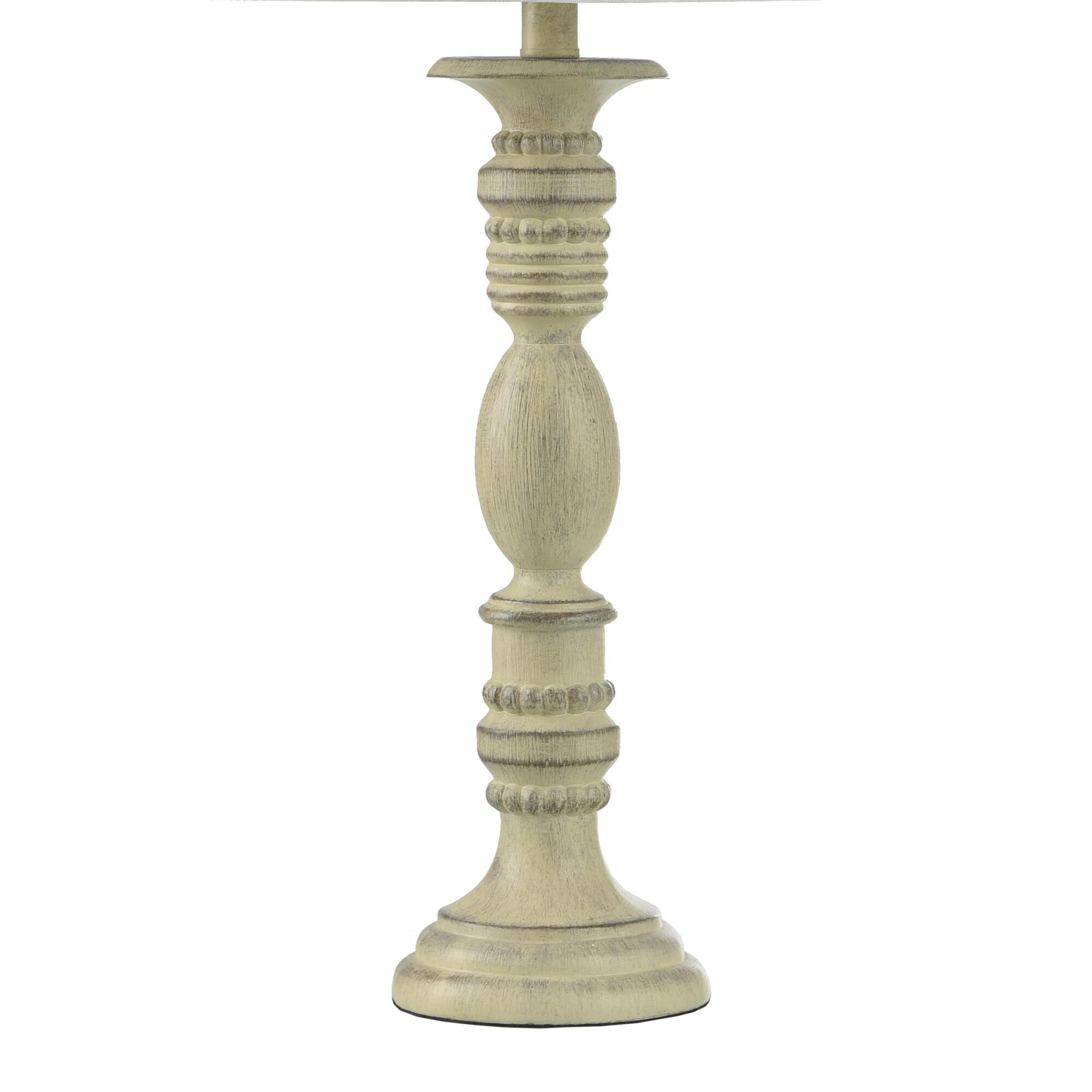 Shown in Weathered Whitewash finish and White Fabric shade