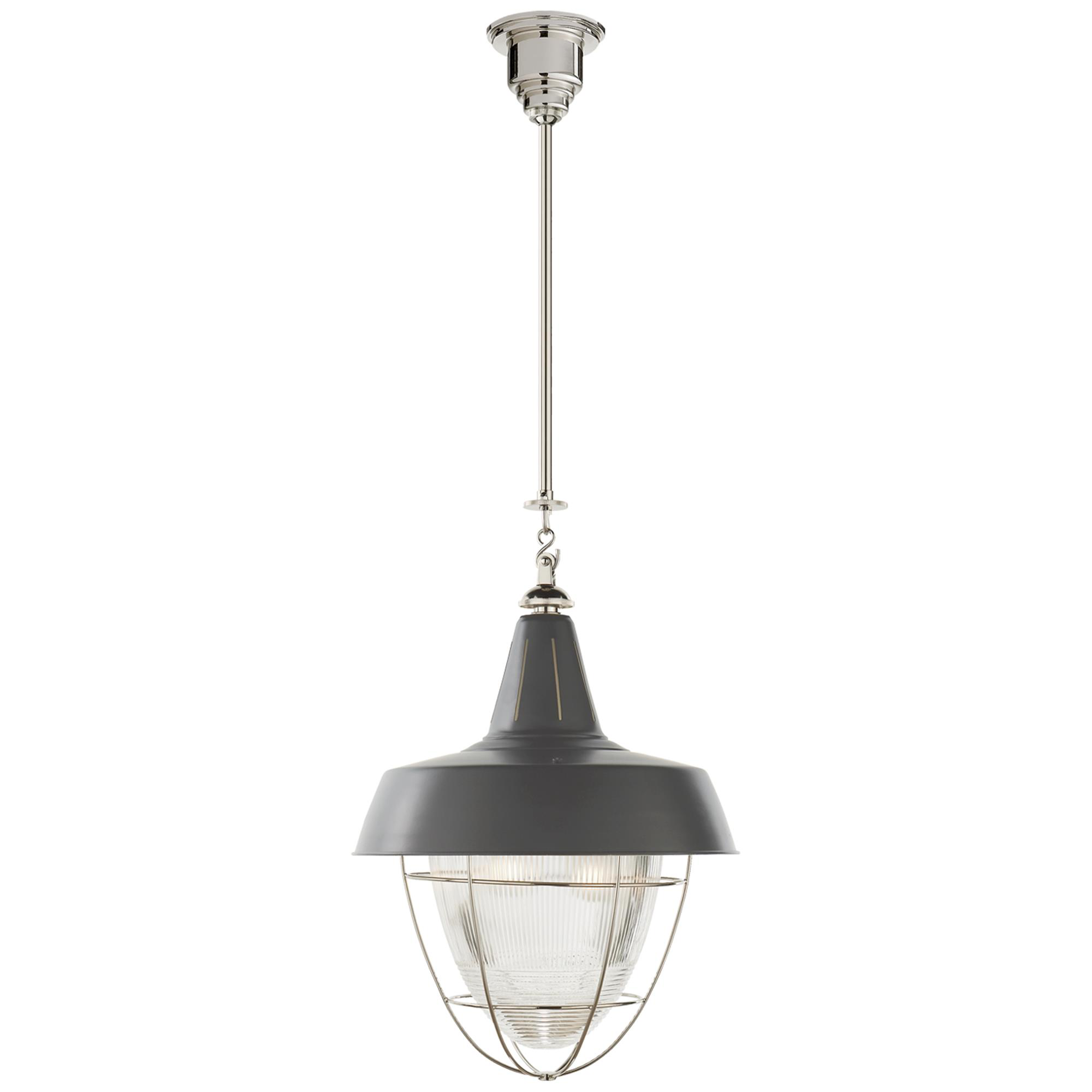 Shown in Polished Nickel finish and Dark Green glass
