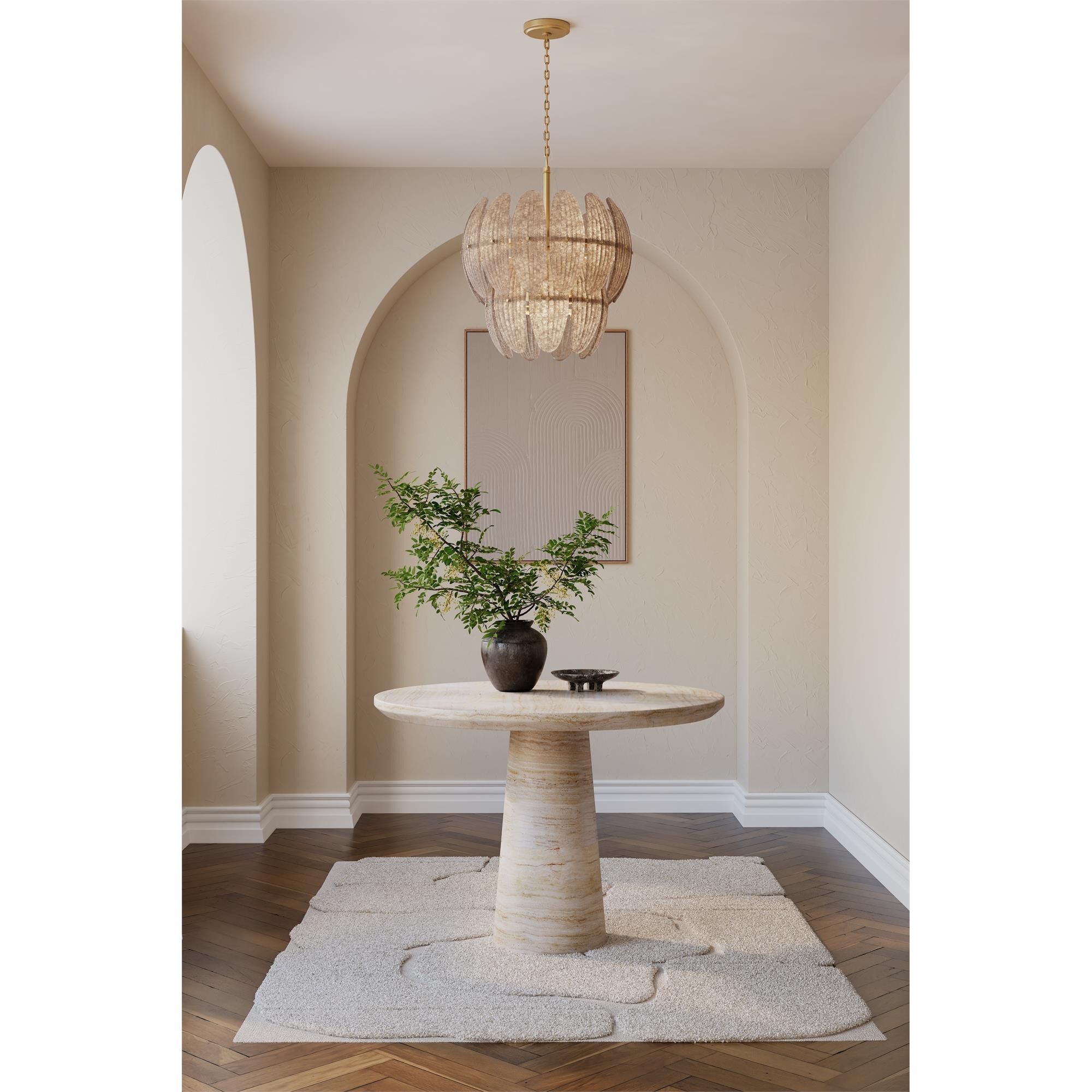 Shown in Legacy Brass finish and Grey Textured shade