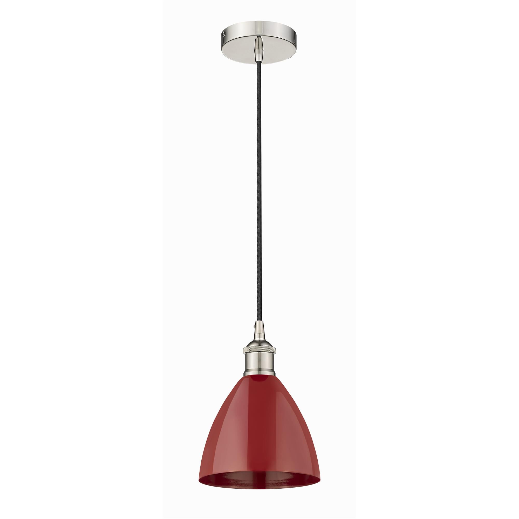 Shown in Polished Nickel finish and Red Plymouth Dome shade