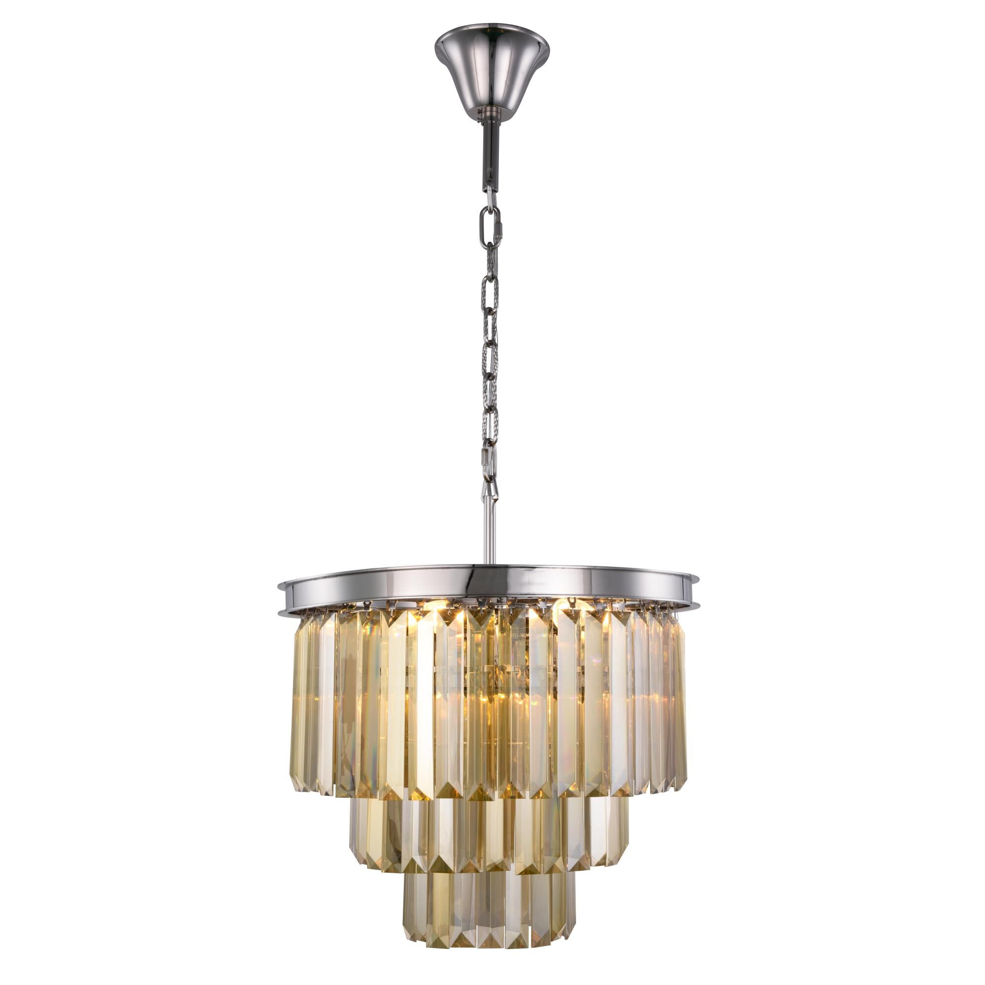 Shown in Polished Nickel finish and Royal Cut crystal and Golden Teak (Smoky) accent