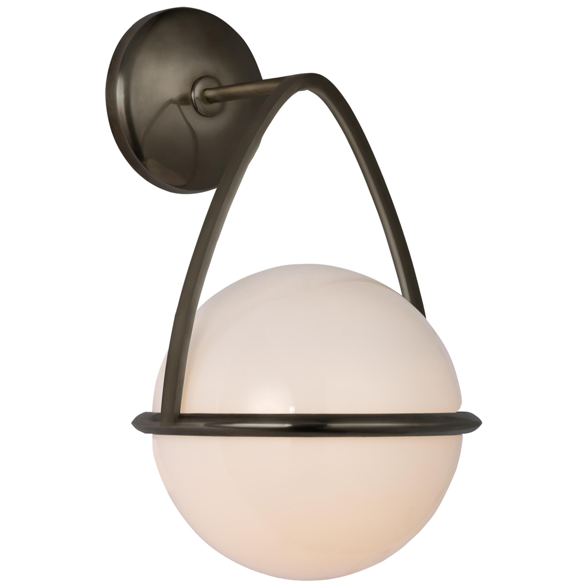 Shown in Bronze finish and White Glass shade