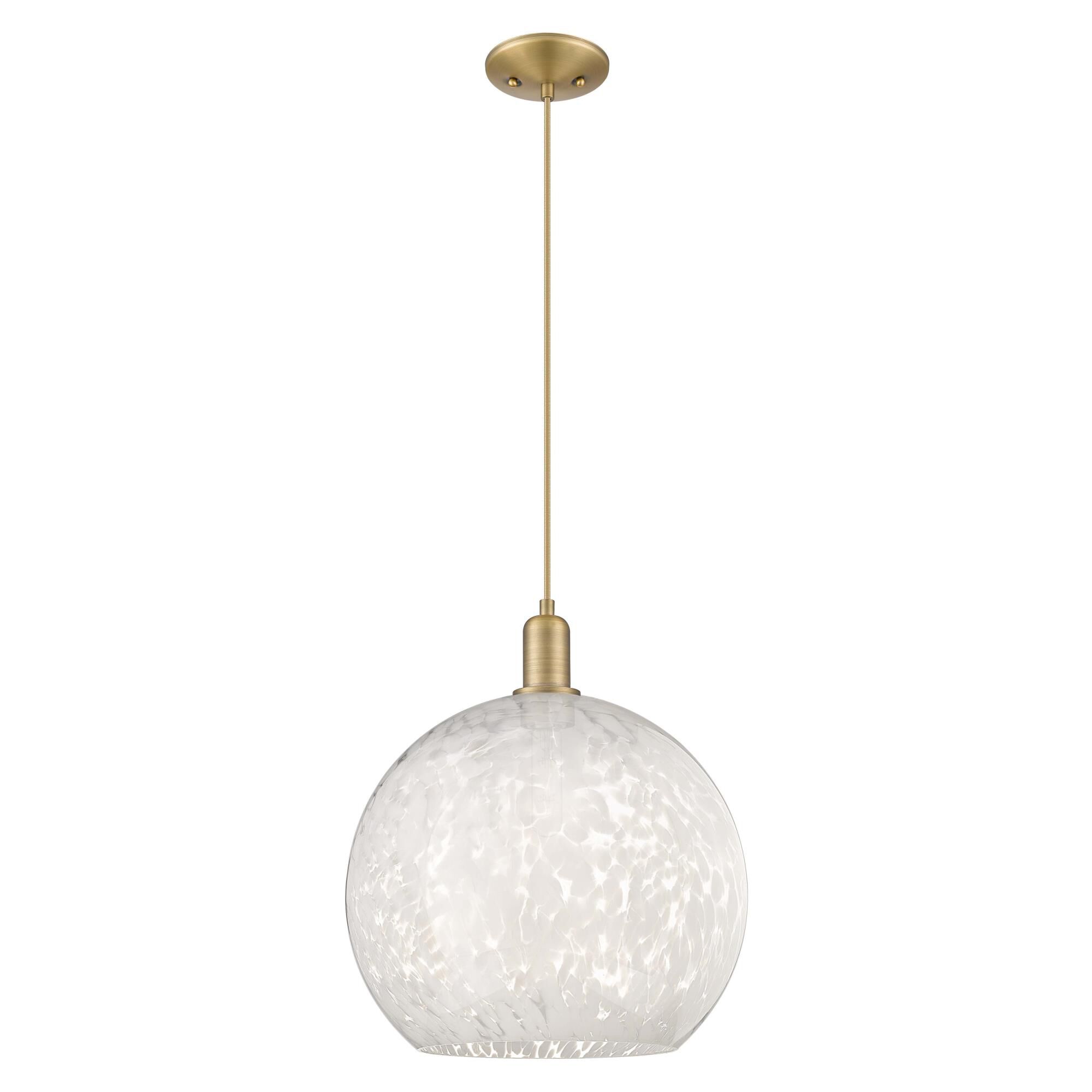 Shown in Brushed Brass finish and White Mouchette glass