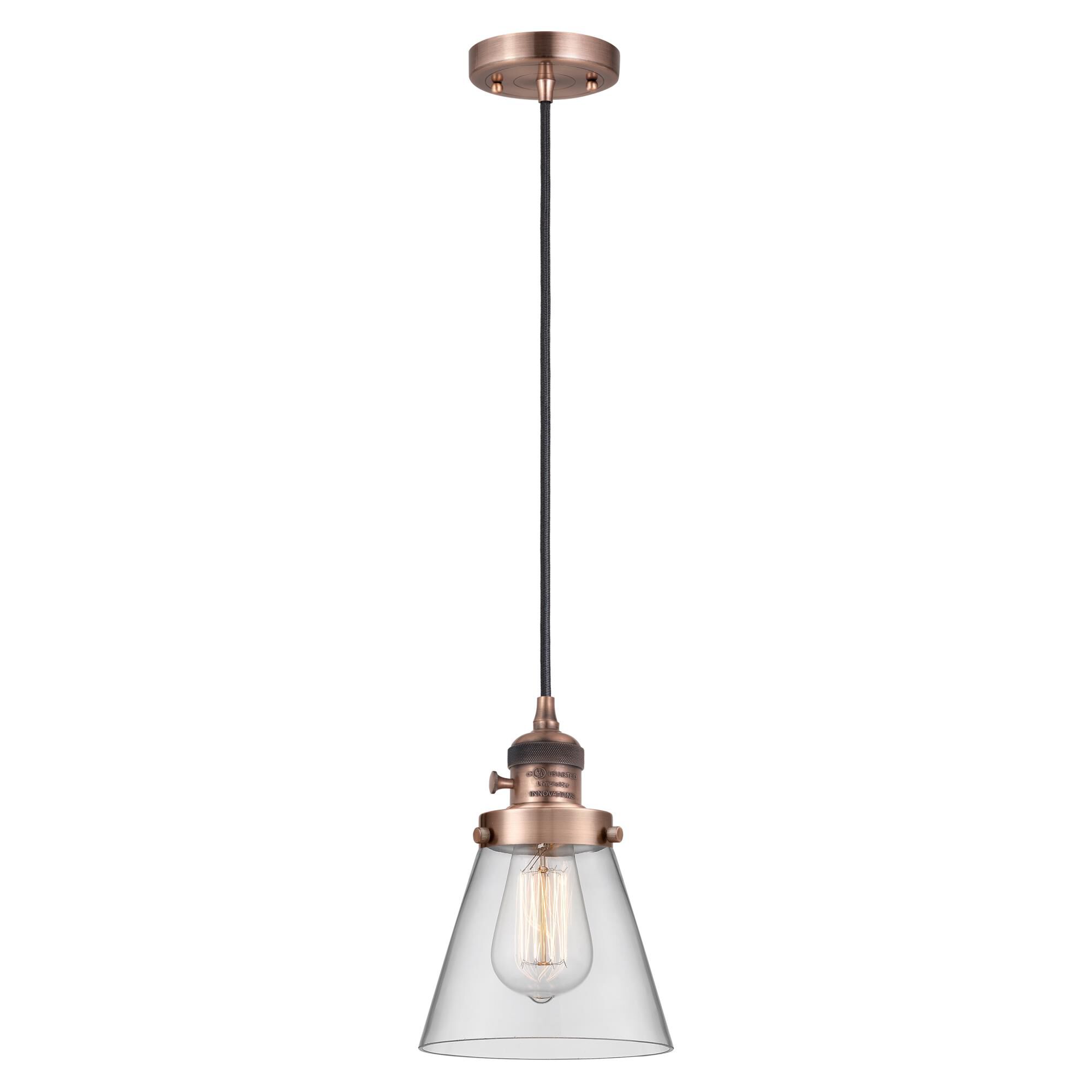 Shown in Antique Copper finish and Clear glass