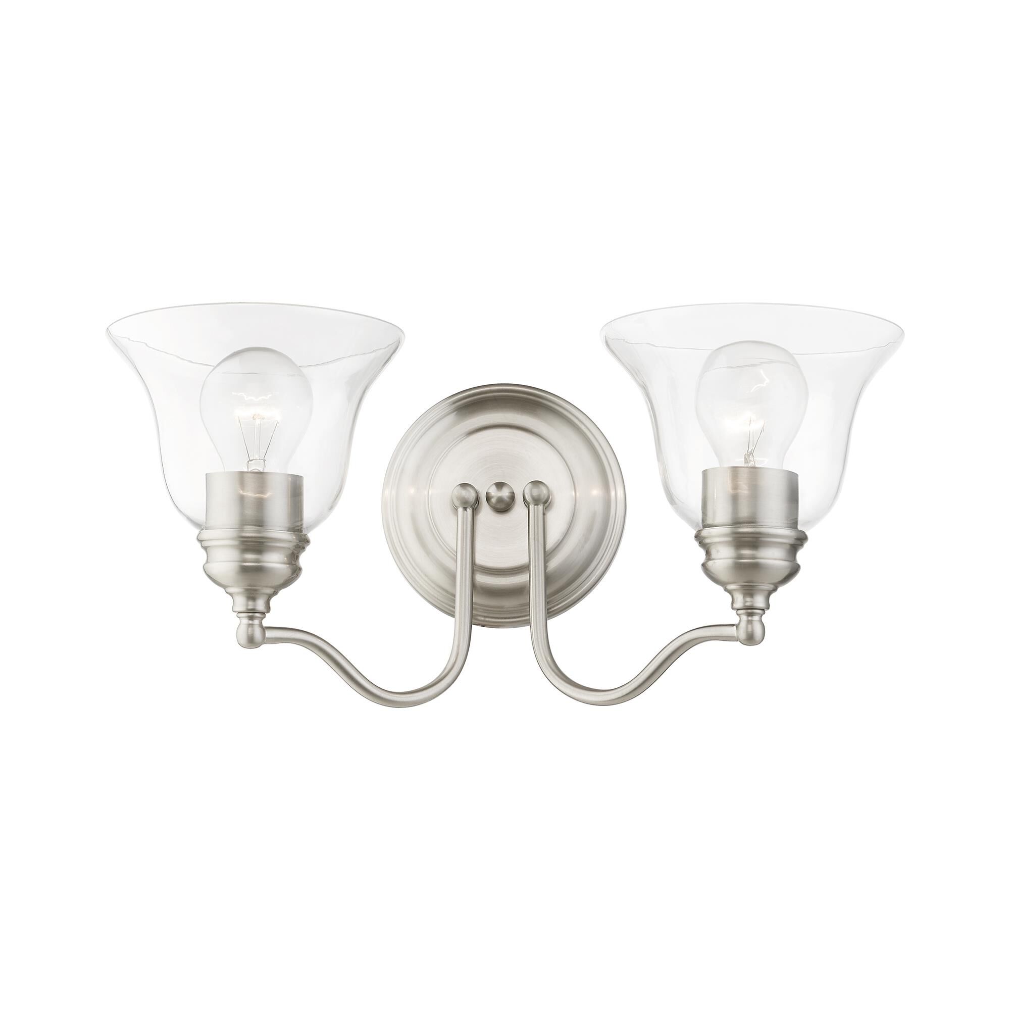 Shown in Brushed Nickel finish and Hand Blown Clear glass