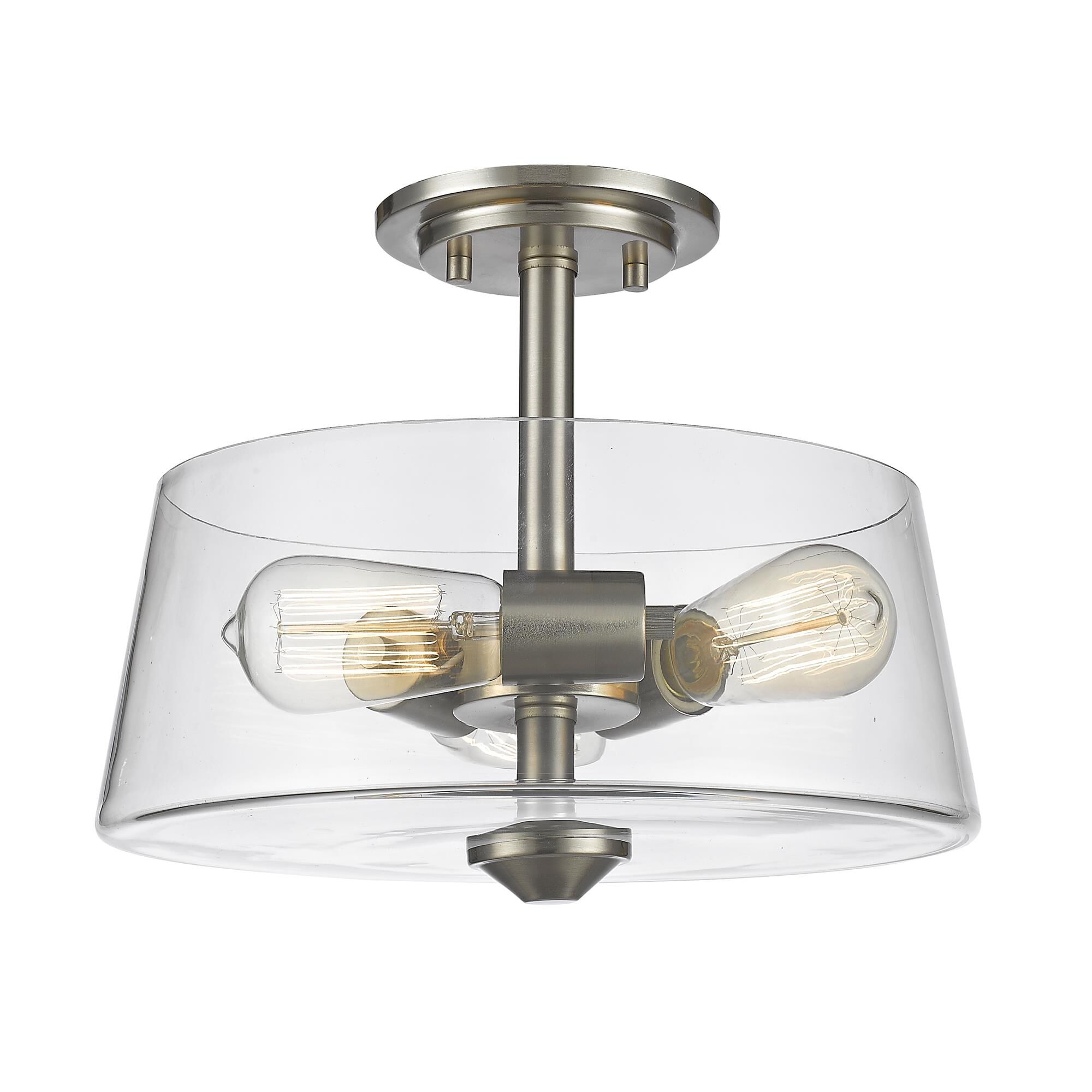 Shown in Brushed Nickel finish and Glass shade