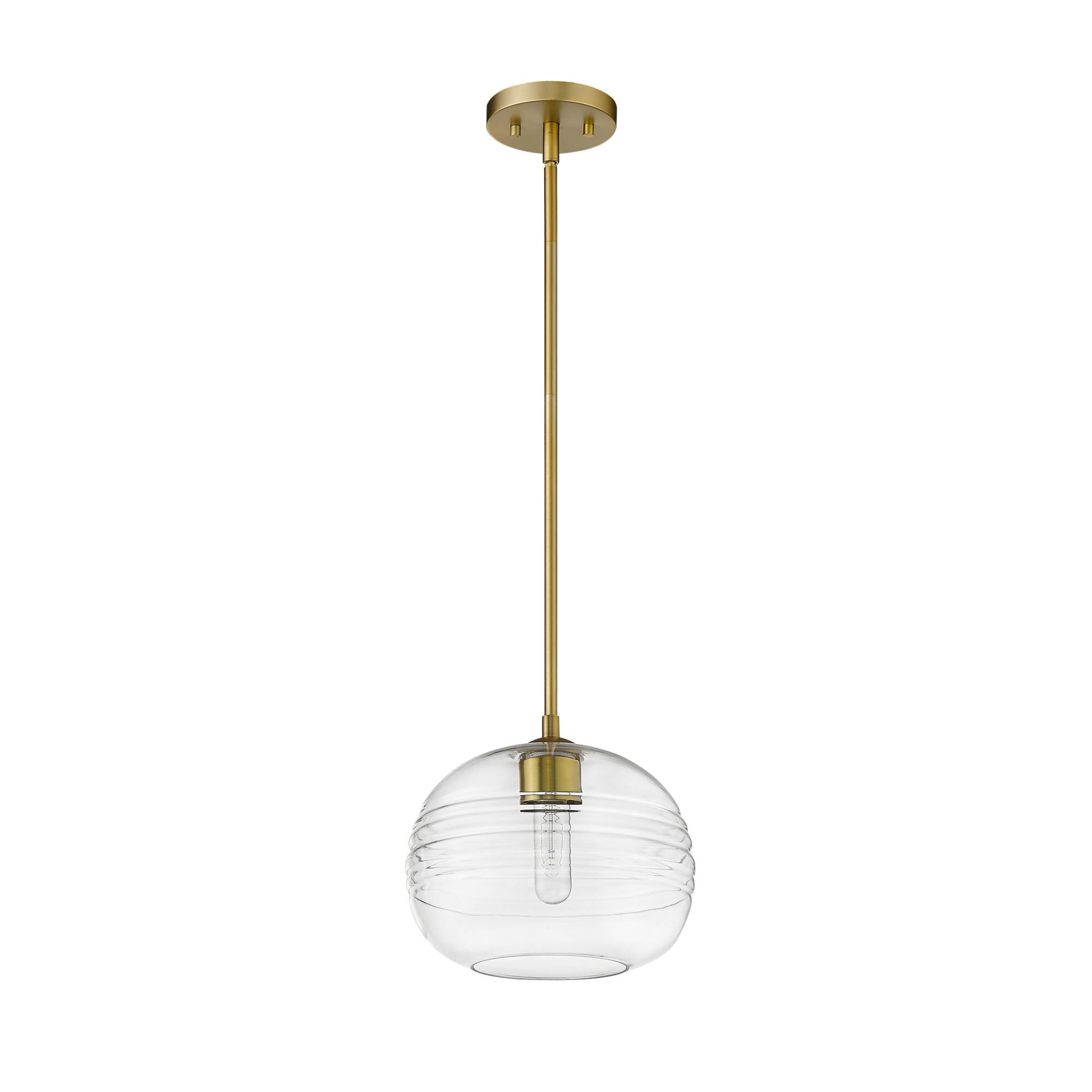 Shown in Olde Brass finish and Glass shade