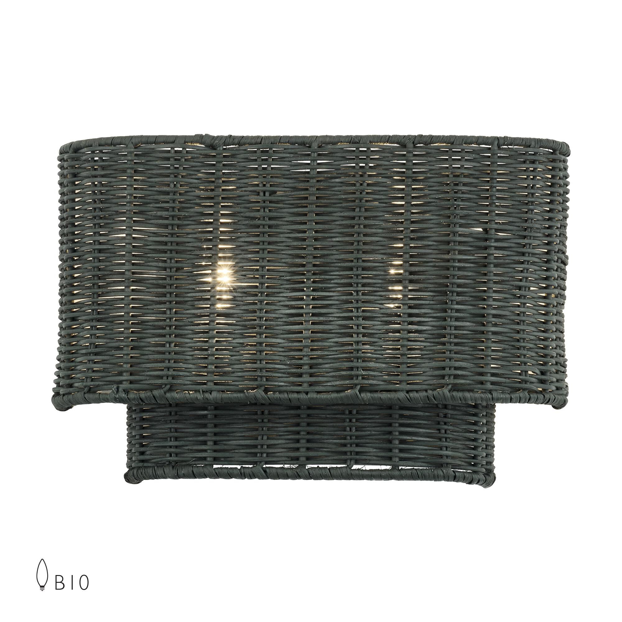 Shown in Brushed Nickel finish and Hand-Woven Charred Gray Color Rattan shade