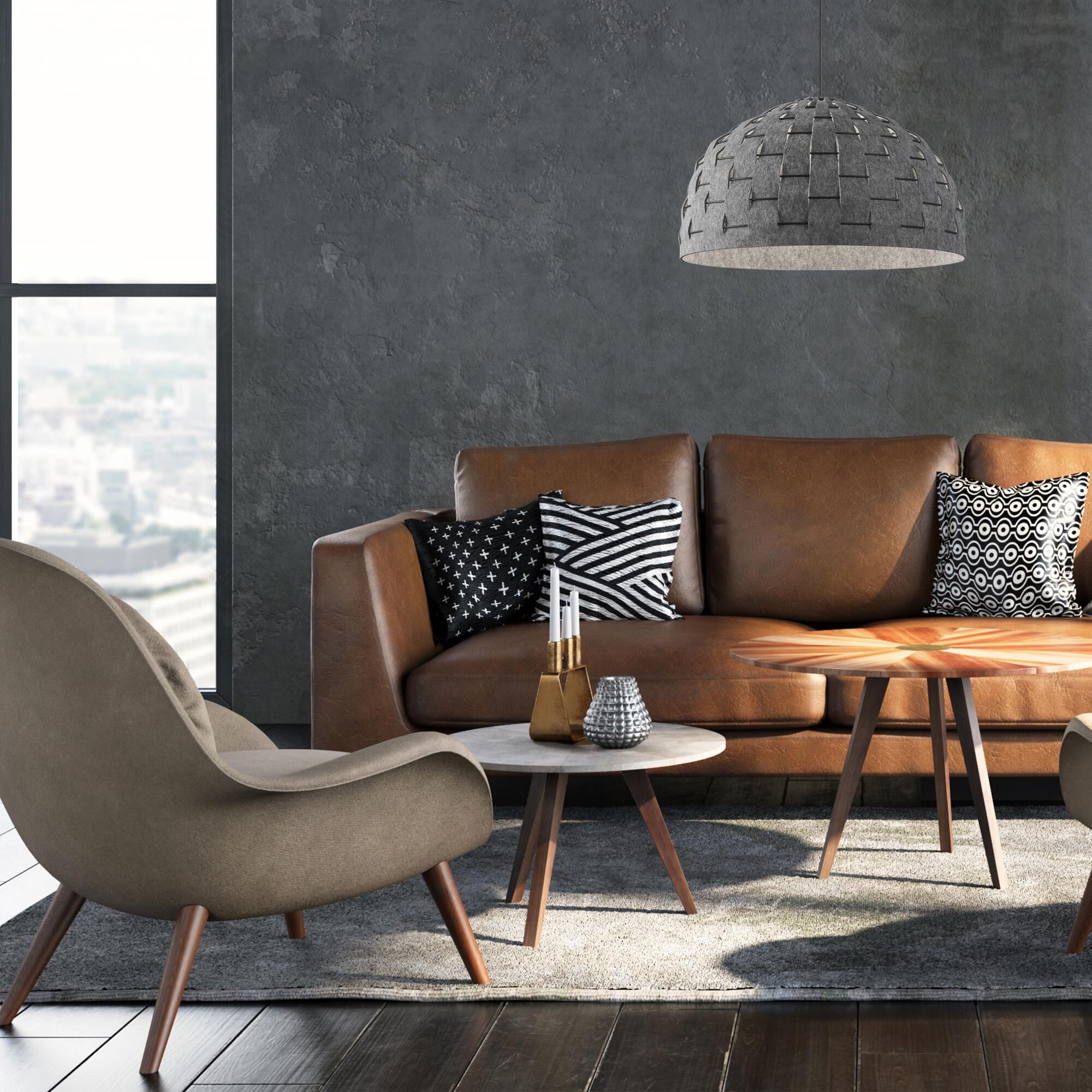 Shown in Matte Black finish and Grey Felt shade