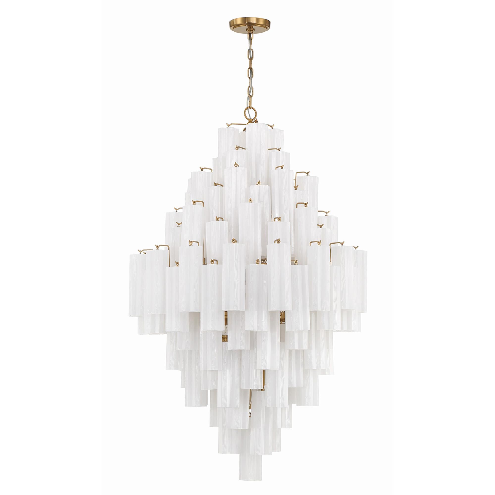 Shown in Aged Brass finish and Tronchi Glass White crystal