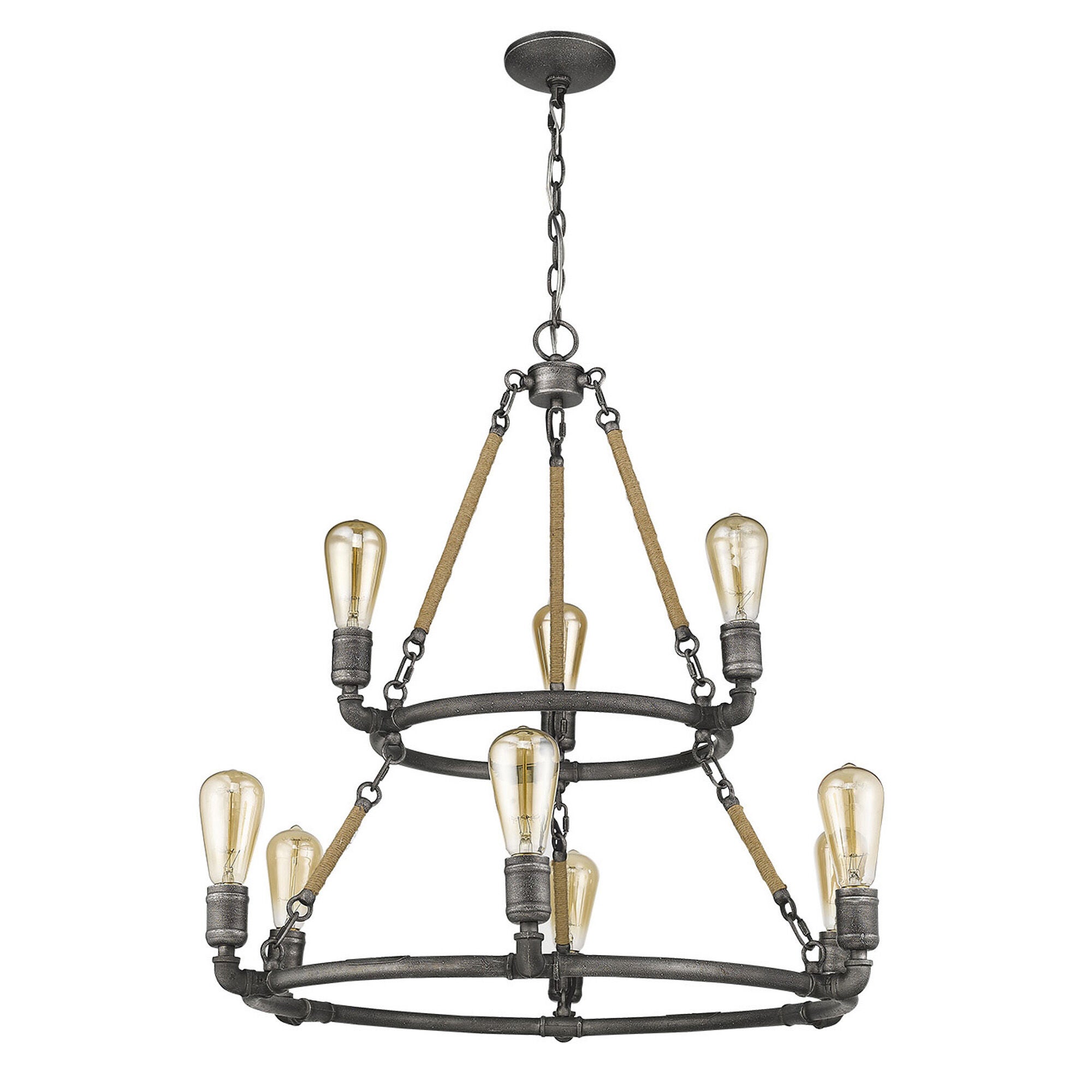Shown in Antique Gray finish and -- glass and -- shade