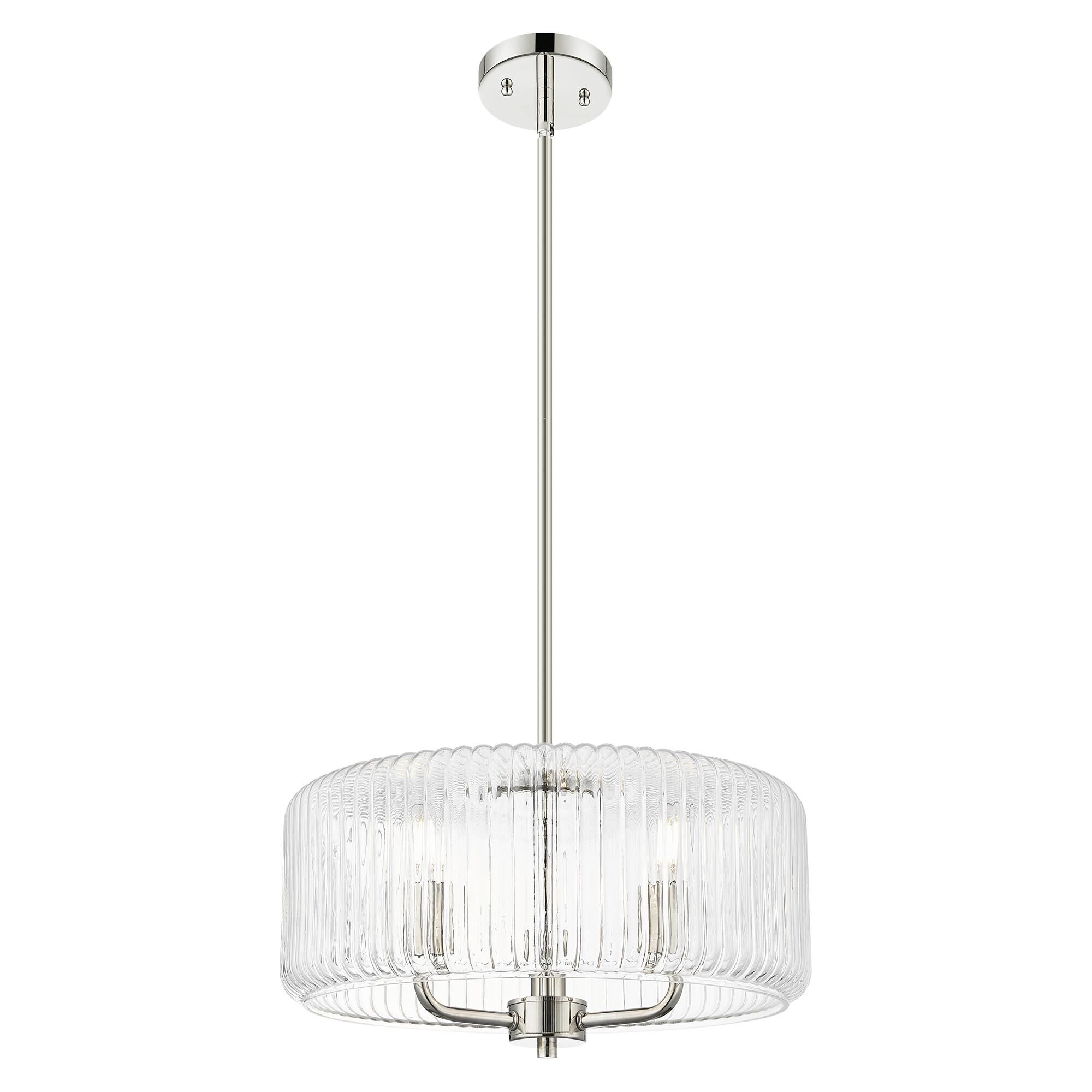 Shown in Polished Nickel finish and Clear glass